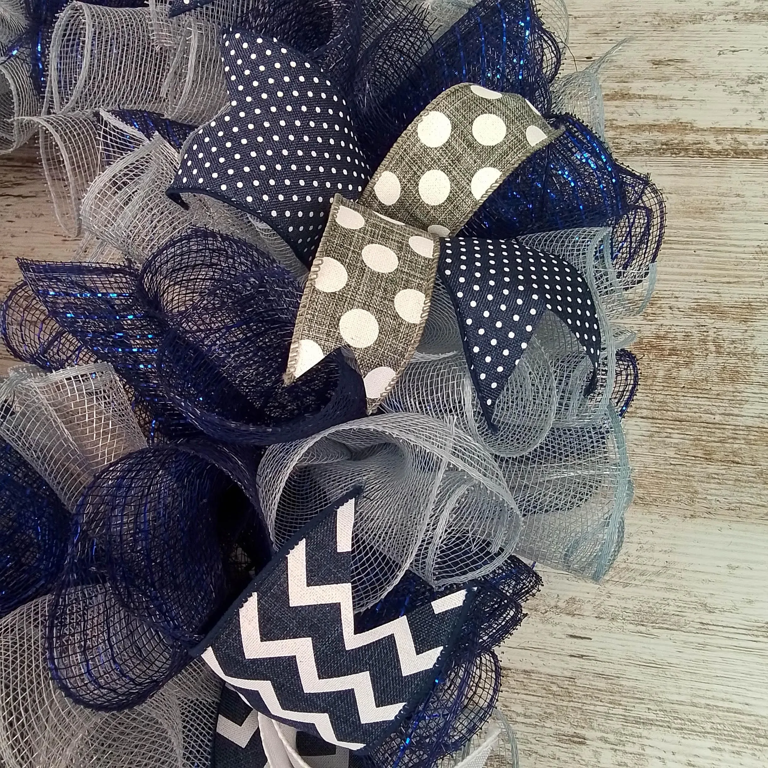 Navy Blue Grey Welcome Wreath - Everyday Mother's Day Gift