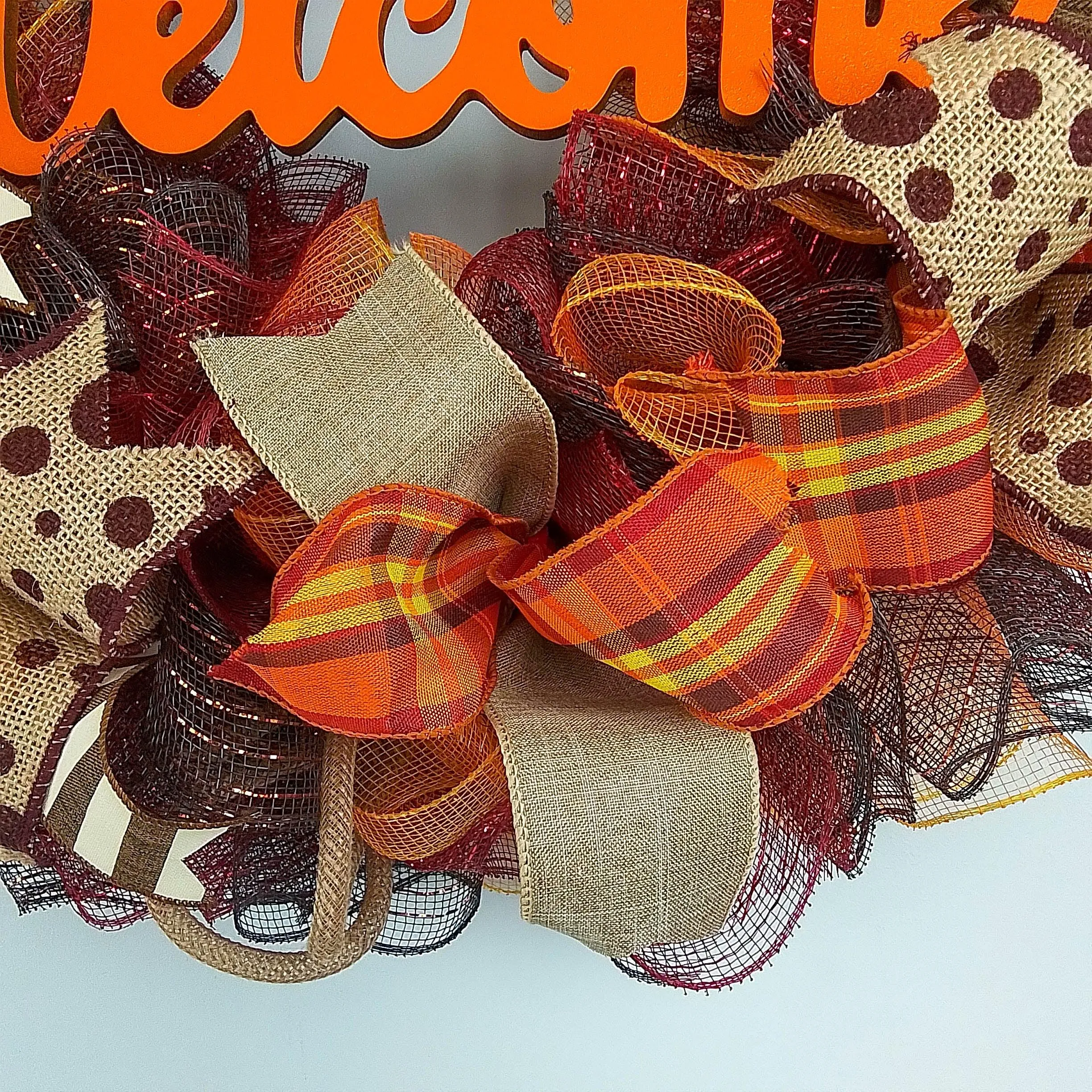 Orange Thanksgiving Wreaths, Autumn Front Door Wreath : F2