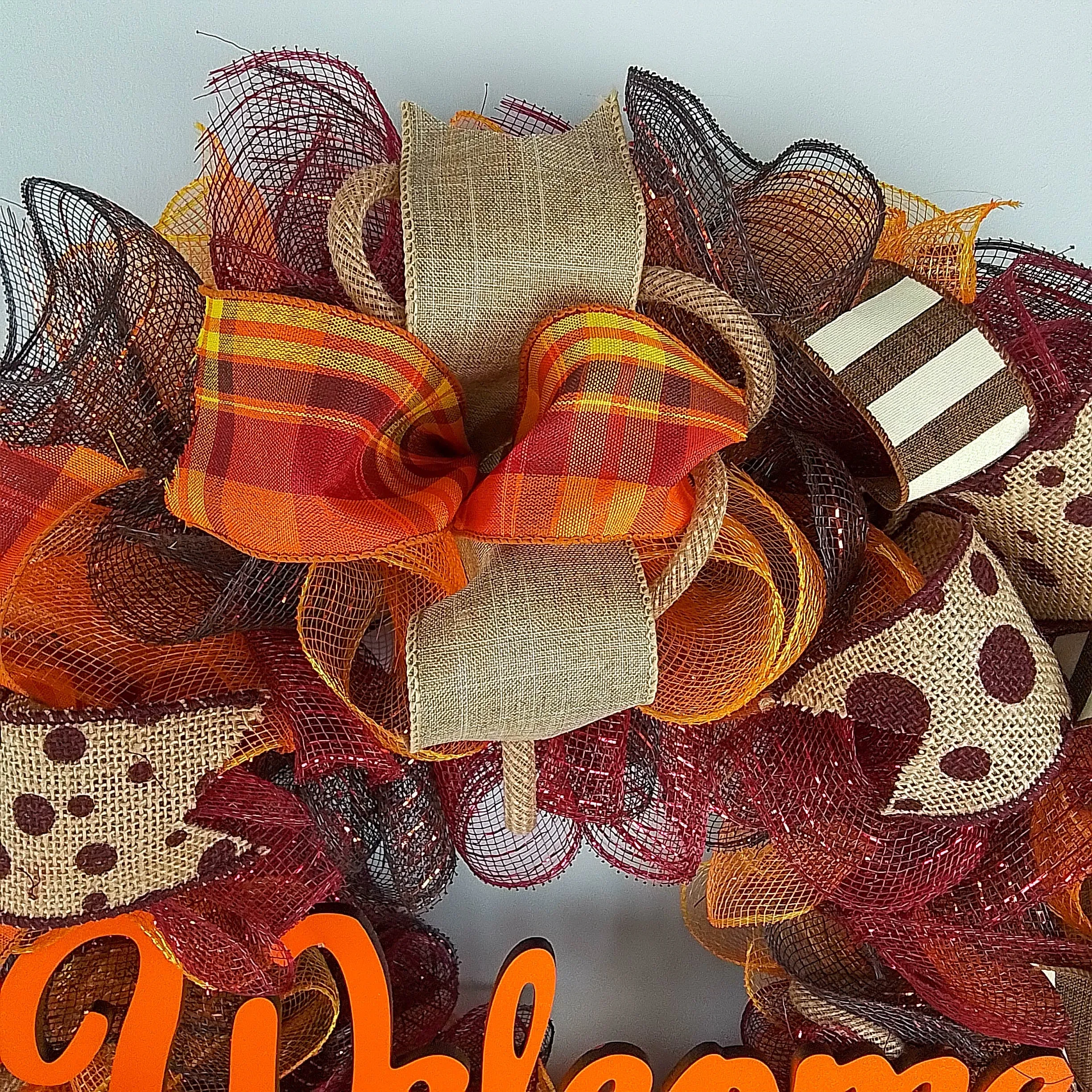 Orange Thanksgiving Wreaths, Autumn Front Door Wreath : F2