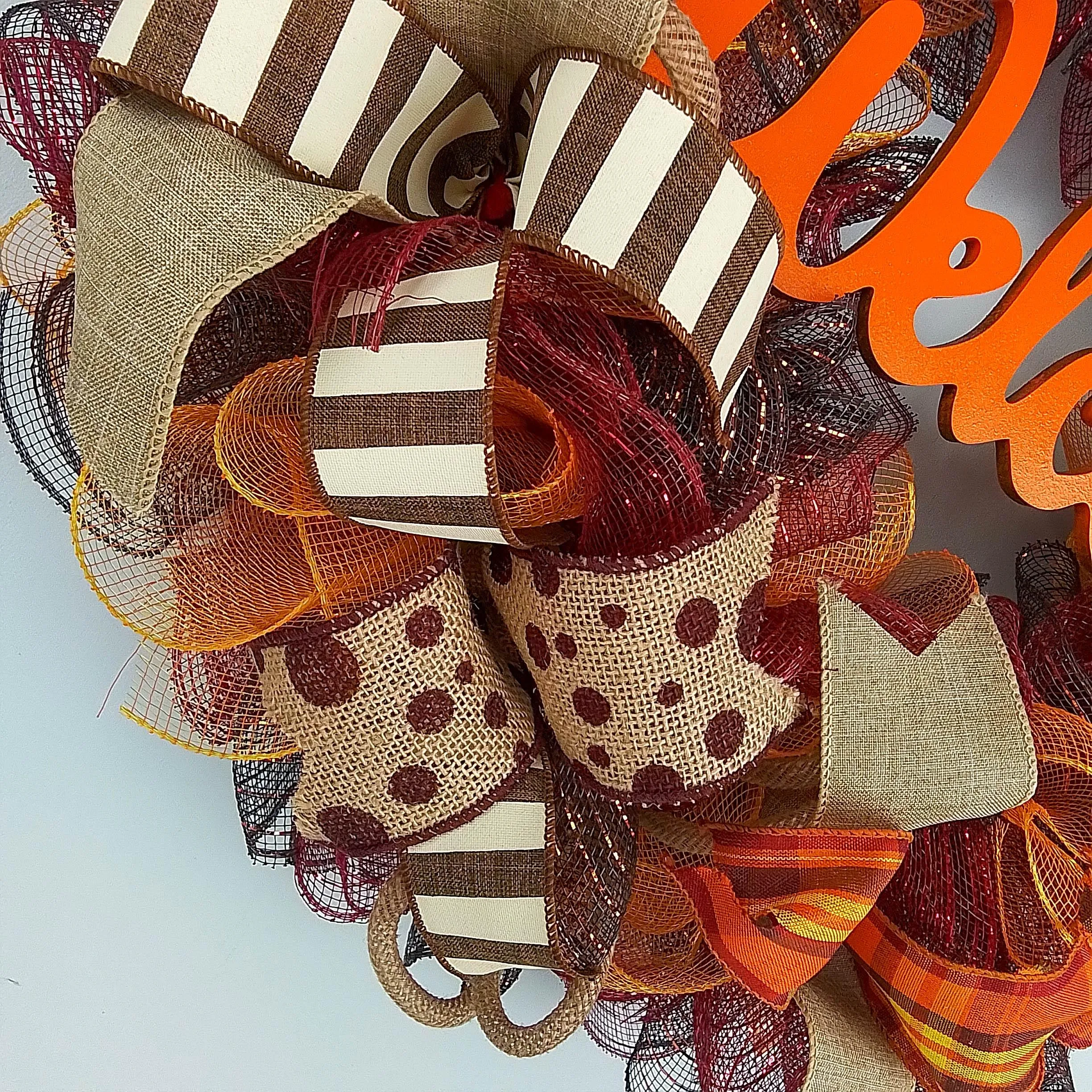 Orange Thanksgiving Wreaths, Autumn Front Door Wreath : F2