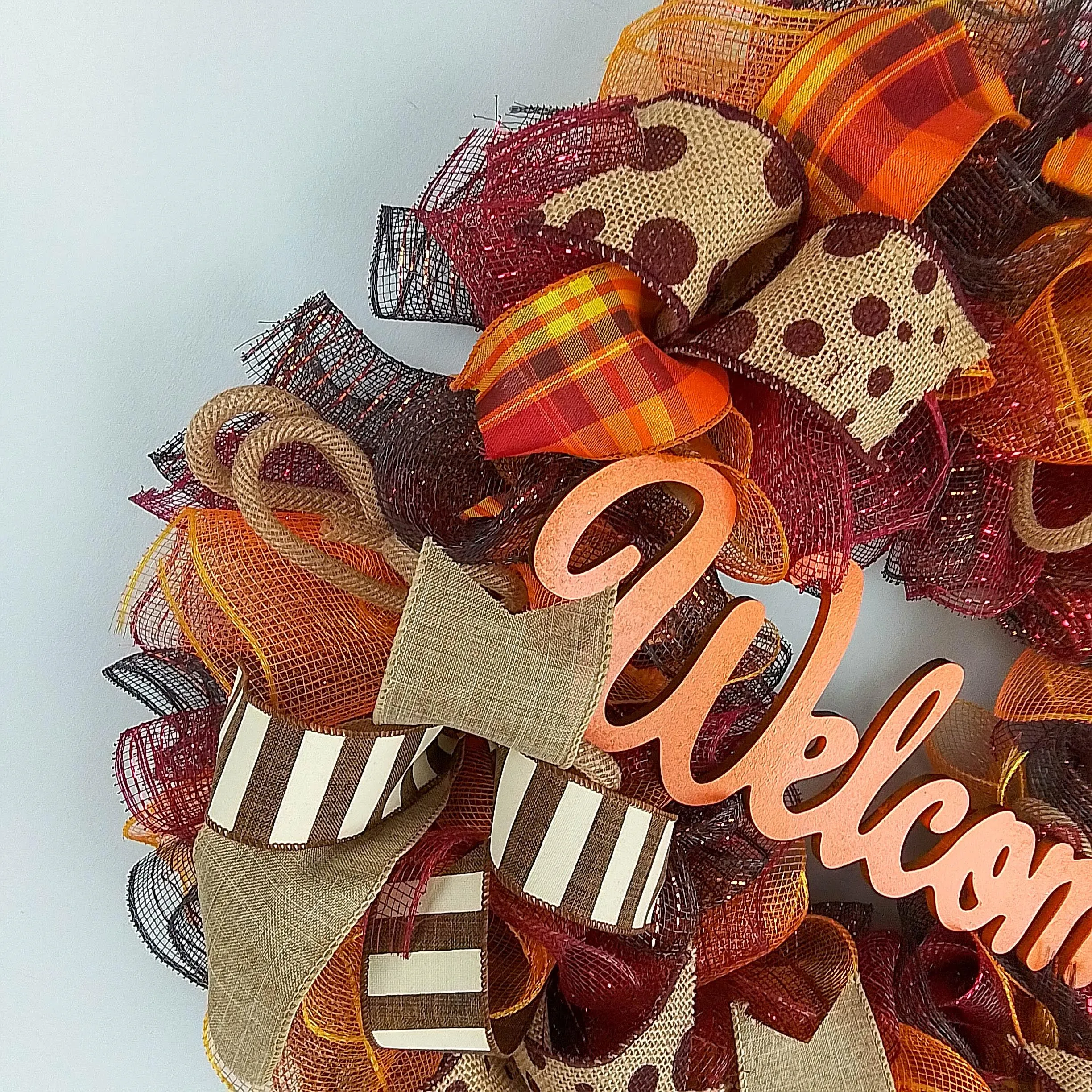 Orange Thanksgiving Wreaths, Autumn Front Door Wreath : F2