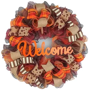 Orange Thanksgiving Wreaths, Autumn Front Door Wreath : F2