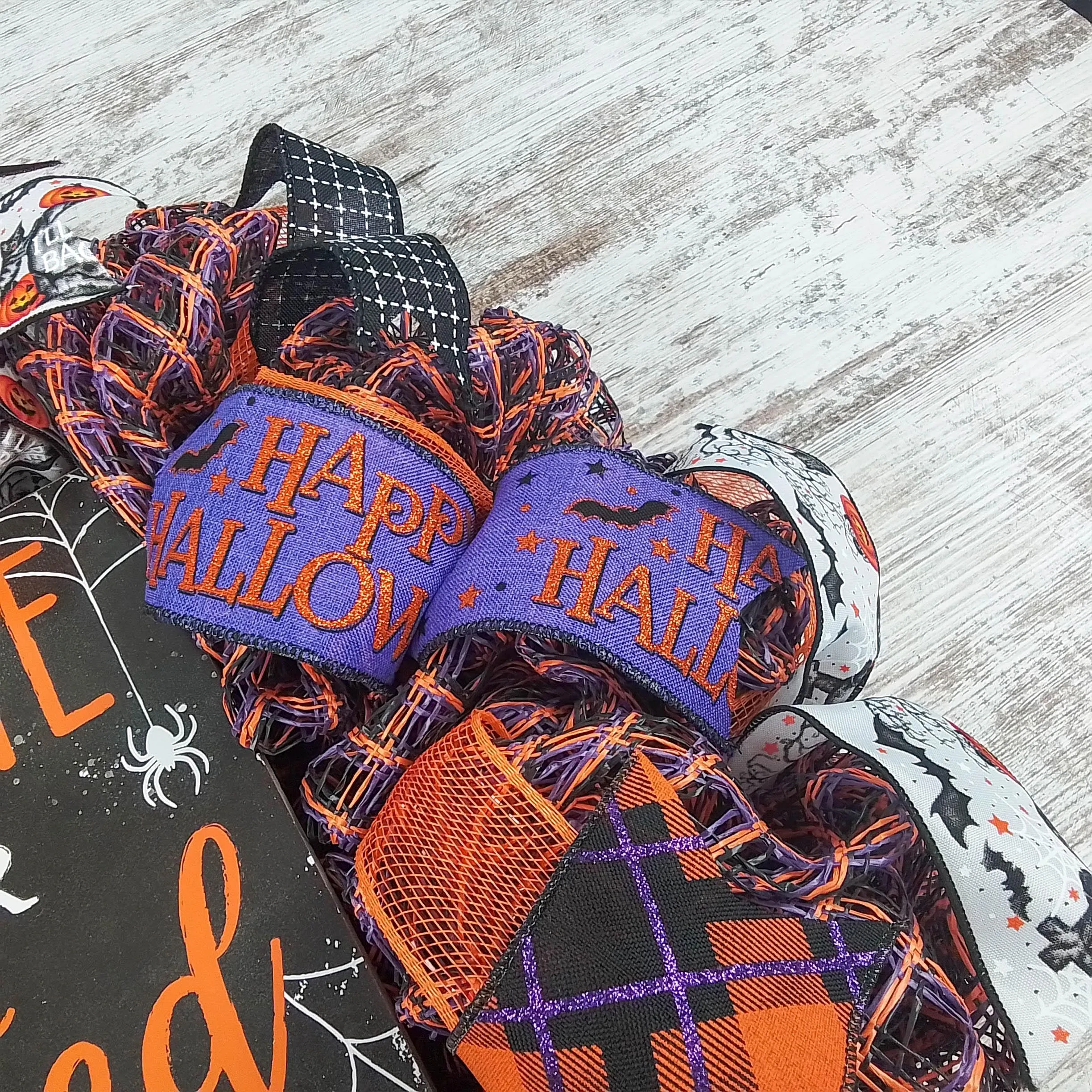 Orange Welcome to our Haunted House Welcome Mesh Decor