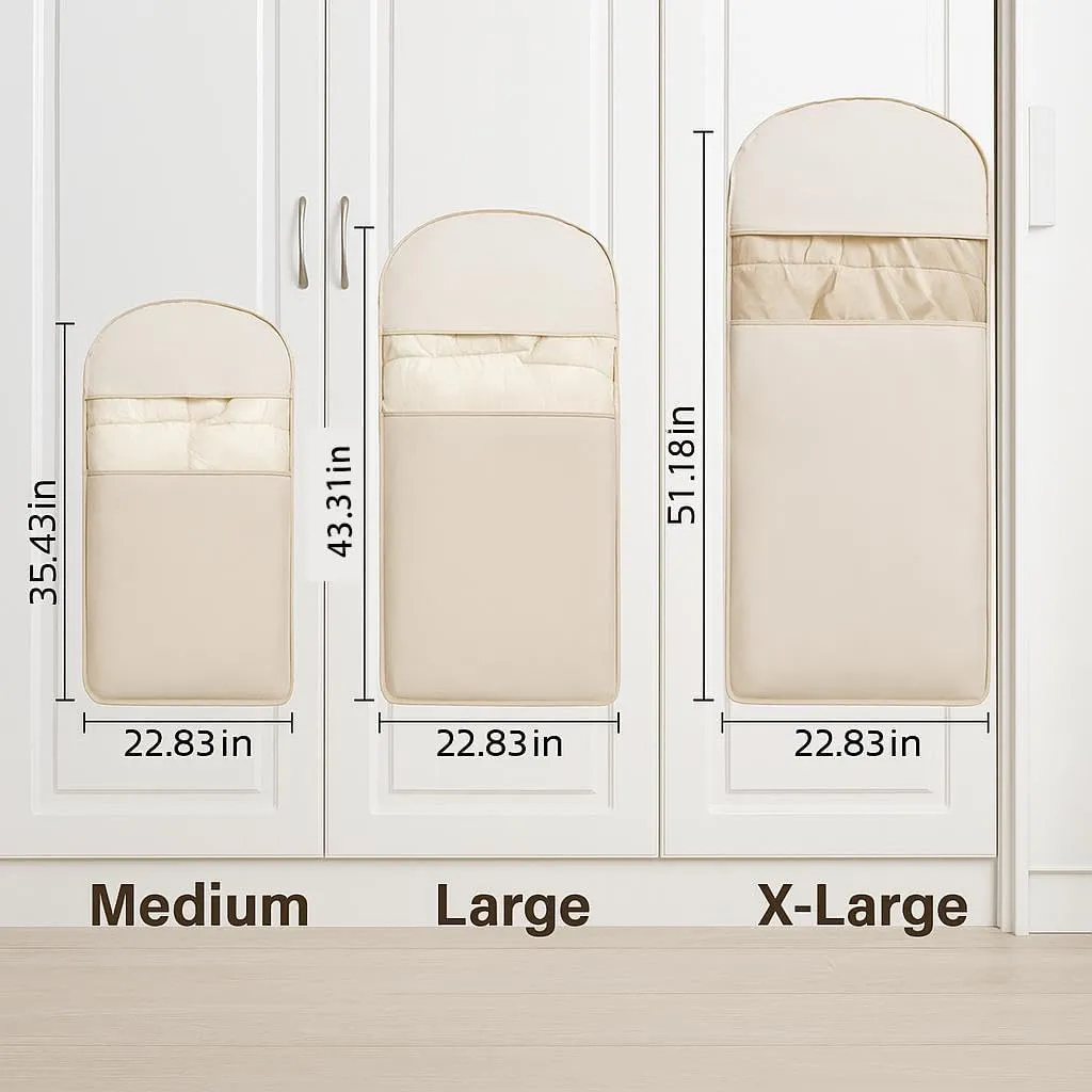 Otherwise Garment Bag, Space Saving Hanging Organizer with Self-Compression Zipper, Dust-Proof Storage for Down Coats, Parkas, Jackets, Sweaters, Suits, Seasonal Clothes (Beige M)
