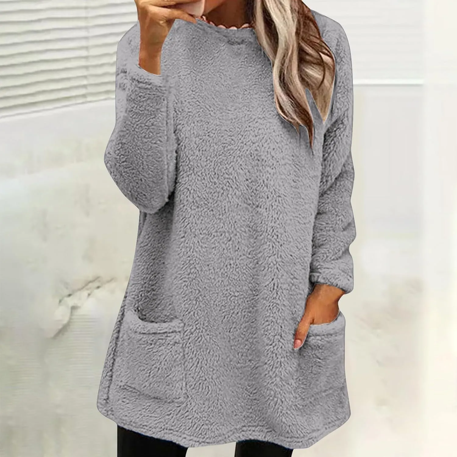 Oversized Fuzzy Fleece Sweatshirts for Women Fashion 2025 Parka Warm Outerwear Letter Print Loungewear with Pockets
