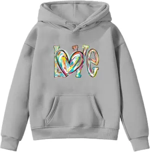 Oversized Hooded Sweatshirts for Teen Girls Cute Hoodies with Pockets Heart Print Graphic Pullover Shirts Tops