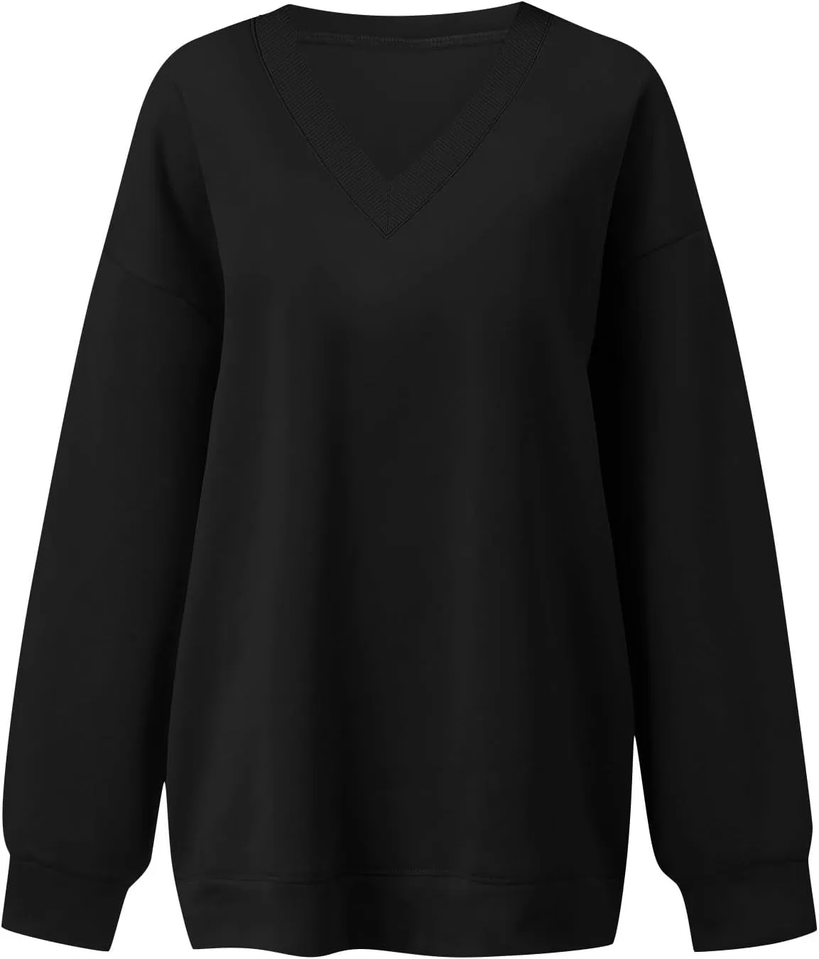 Oversized Sweatshirt for Women Fleece Hoodies Pullover V Neck Long Sleeve Shirts Sweatshirt No Hood Loose Fitting Tops
