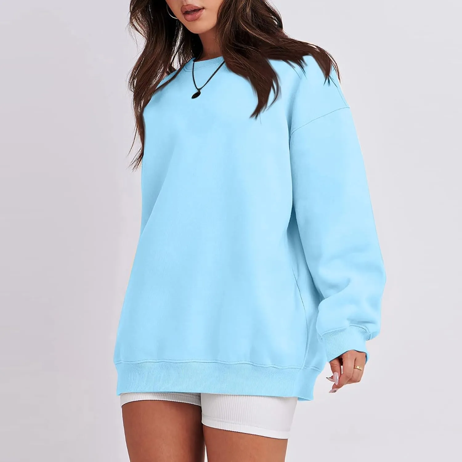 Oversized Sweatshirts for Women Loose Crew Neck Long Sleeve Anxiety Hoodies Casual Drop Shoulder Pullover Sweater