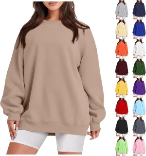 Oversized Sweatshirts for Women Loose Crew Neck Long Sleeve Anxiety Hoodies Casual Drop Shoulder Pullover Sweater