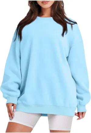 Oversized Sweatshirts for Women Loose Crew Neck Long Sleeve Anxiety Hoodies Casual Drop Shoulder Pullover Sweater