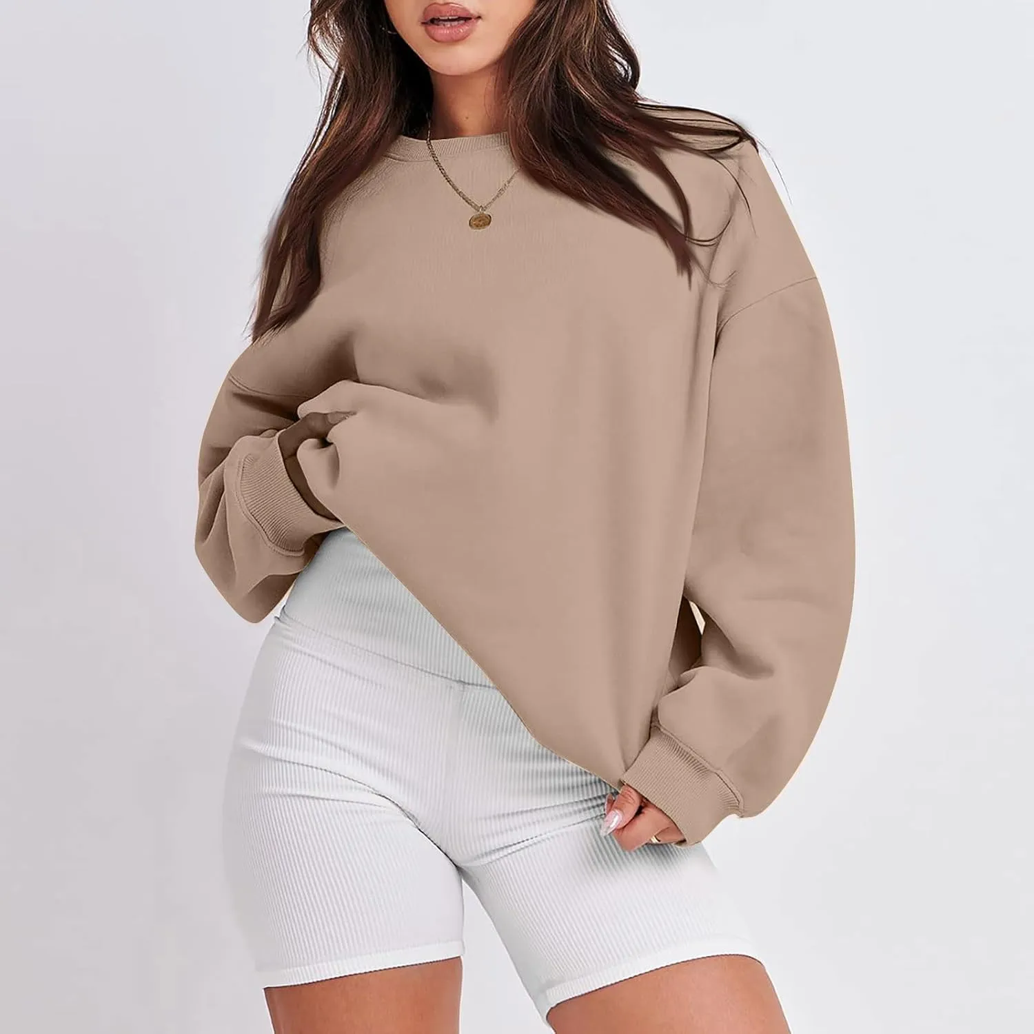 Oversized Sweatshirts for Women Loose Crew Neck Long Sleeve Anxiety Hoodies Casual Drop Shoulder Pullover Sweater