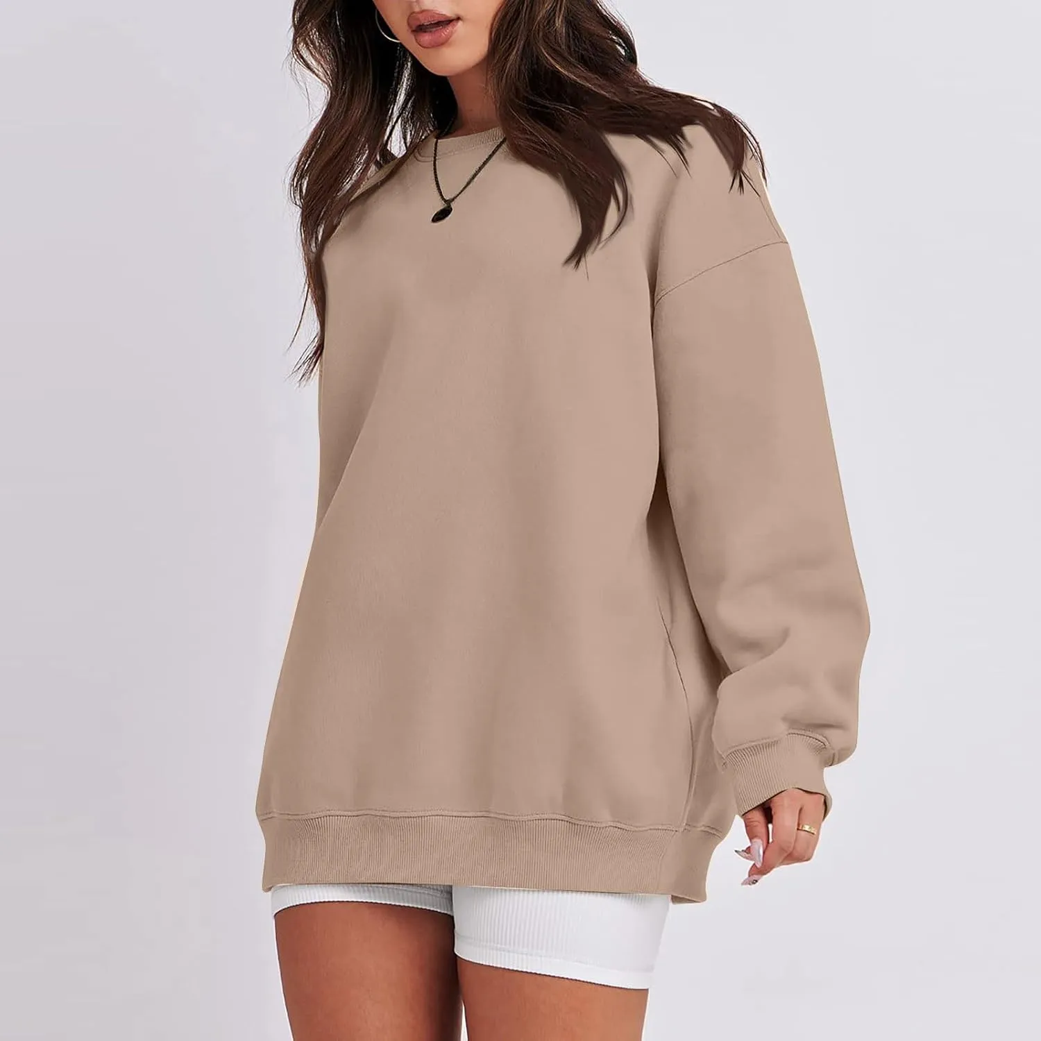 Oversized Sweatshirts for Women Loose Crew Neck Long Sleeve Anxiety Hoodies Casual Drop Shoulder Pullover Sweater