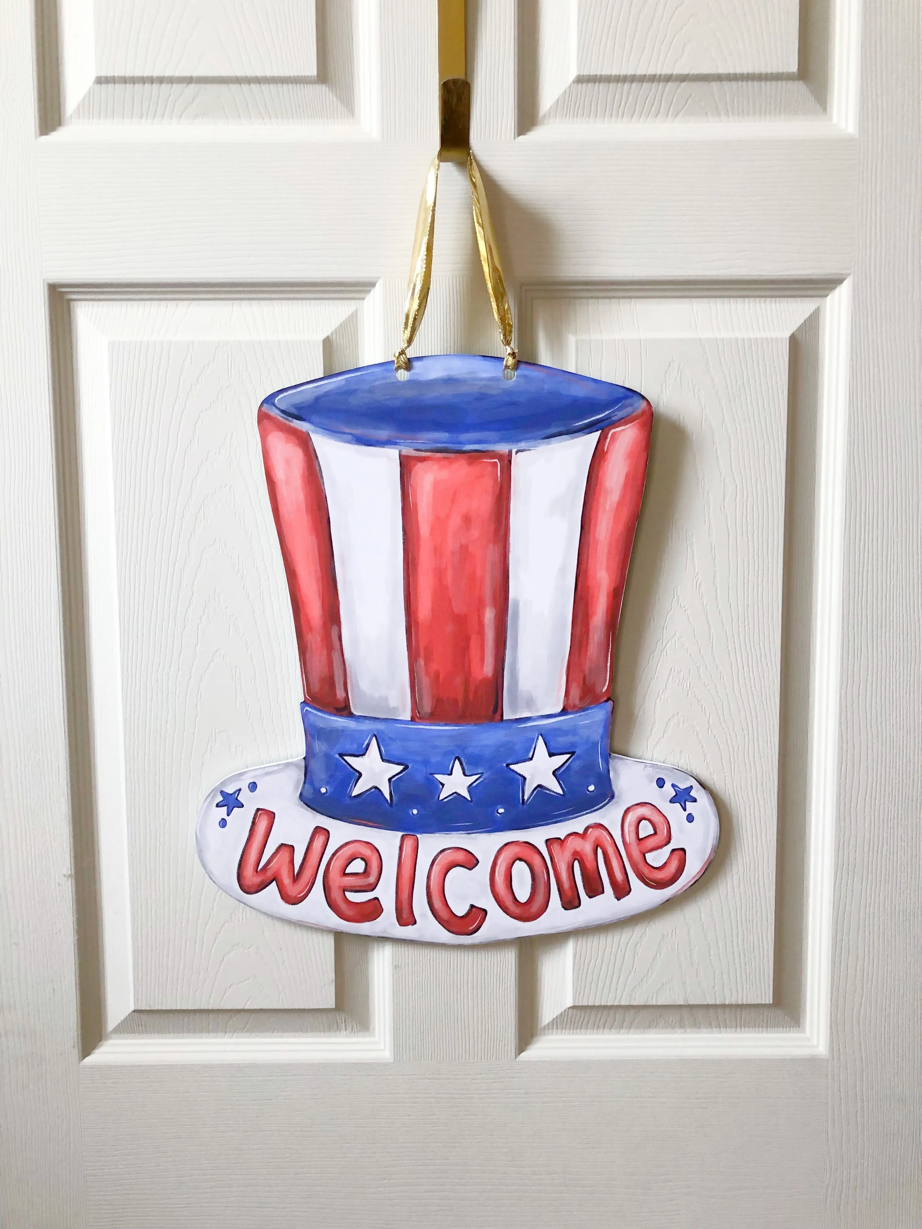 Patriotic Hat Welcome Door Hanger