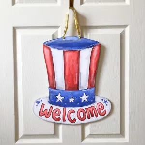 Patriotic Hat Welcome Door Hanger