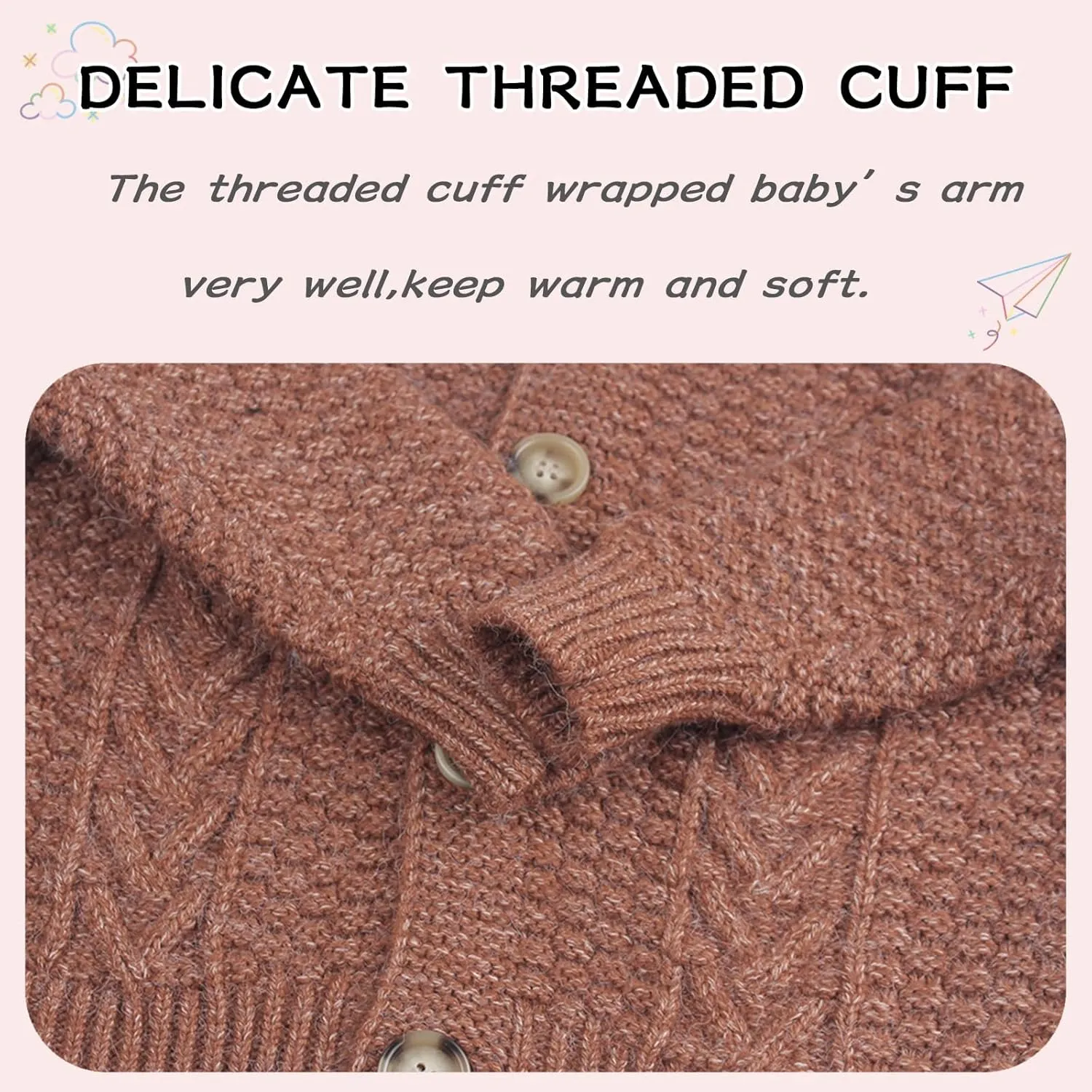 Peecabe Toddler Girl Sweaters Cable Knit Long Sleeve Crewneck Chunky Crochet Cardigans 1-6T