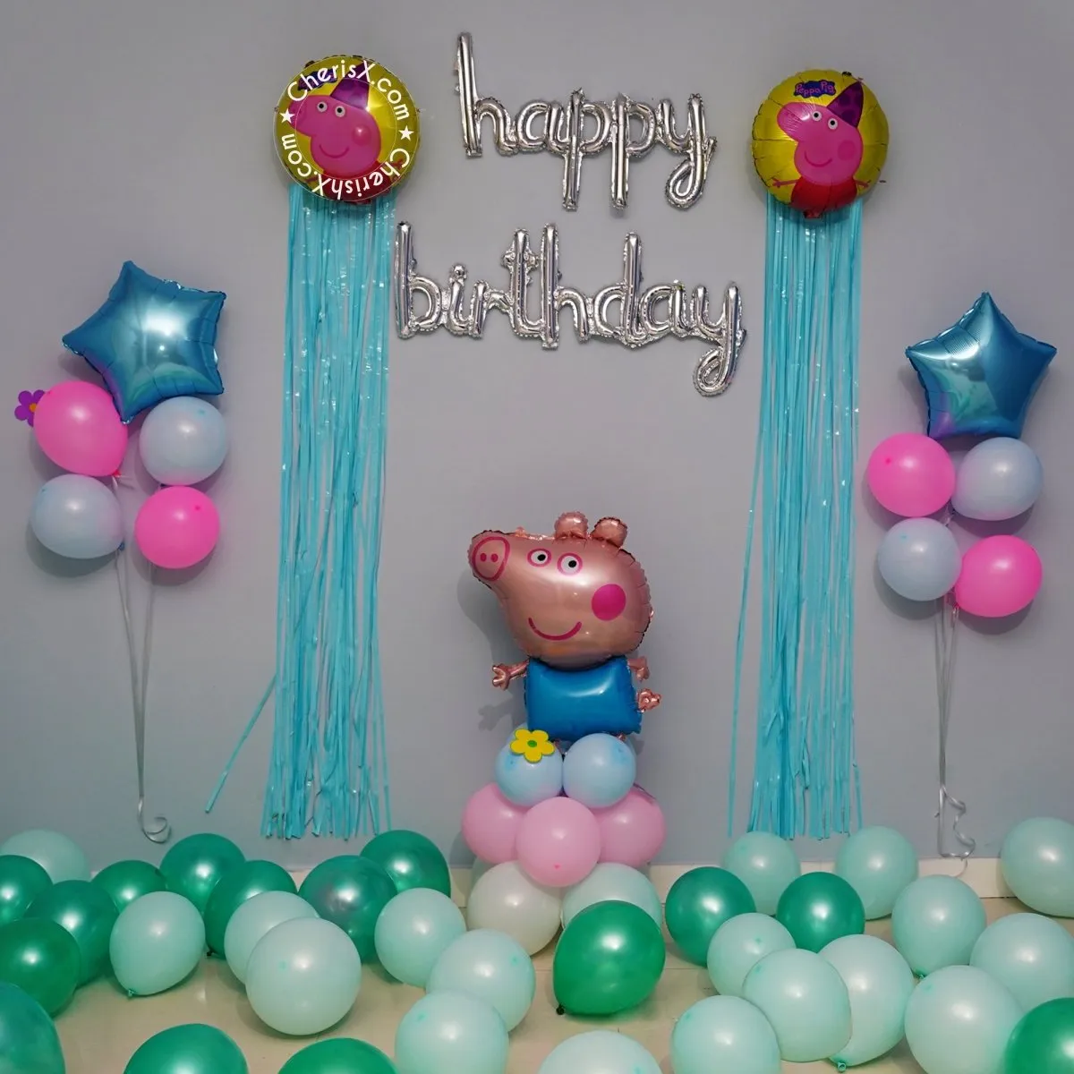 Peppa Pig Kids Birthday Decoration 44 Pcs DIY Kit