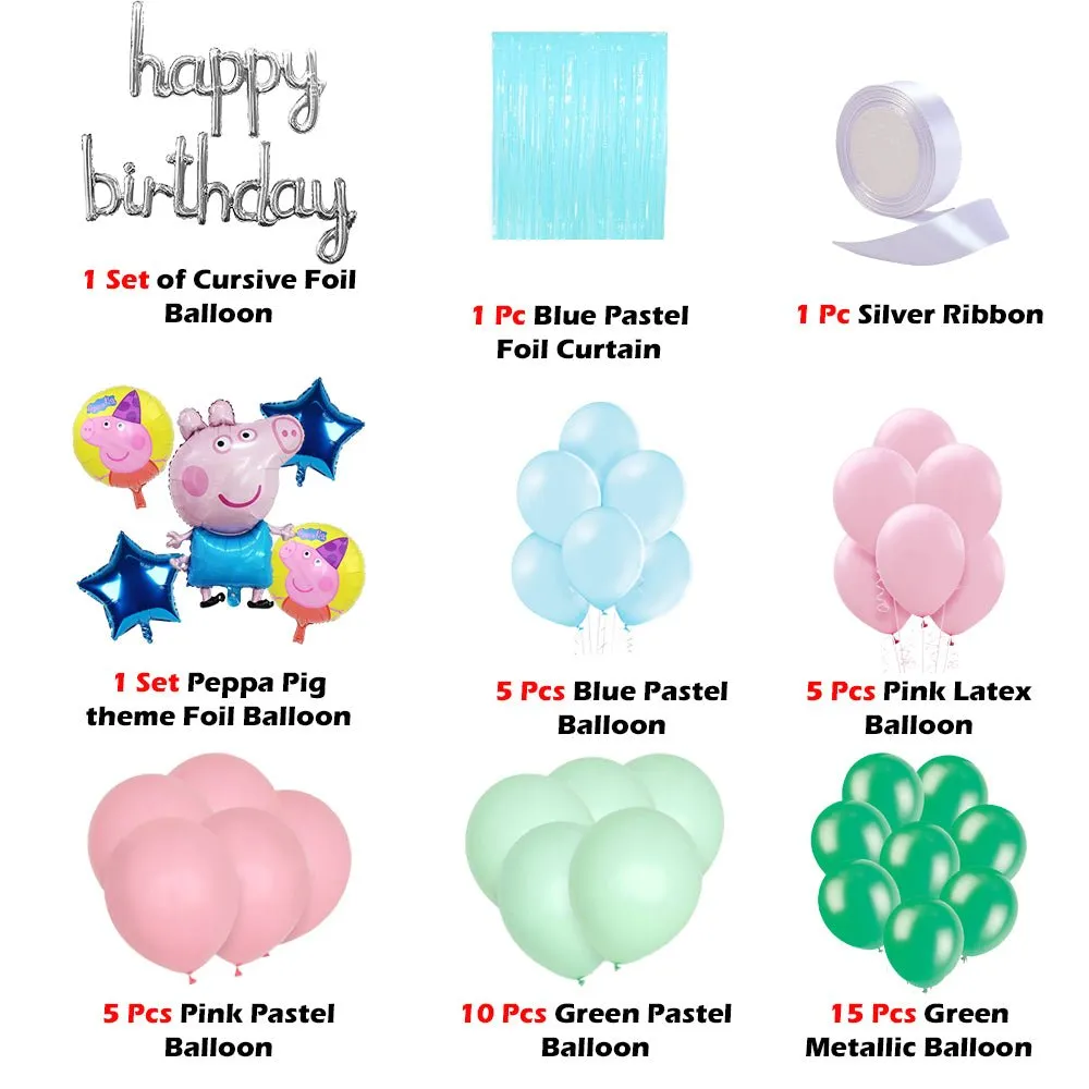 Peppa Pig Kids Birthday Decoration 44 Pcs DIY Kit