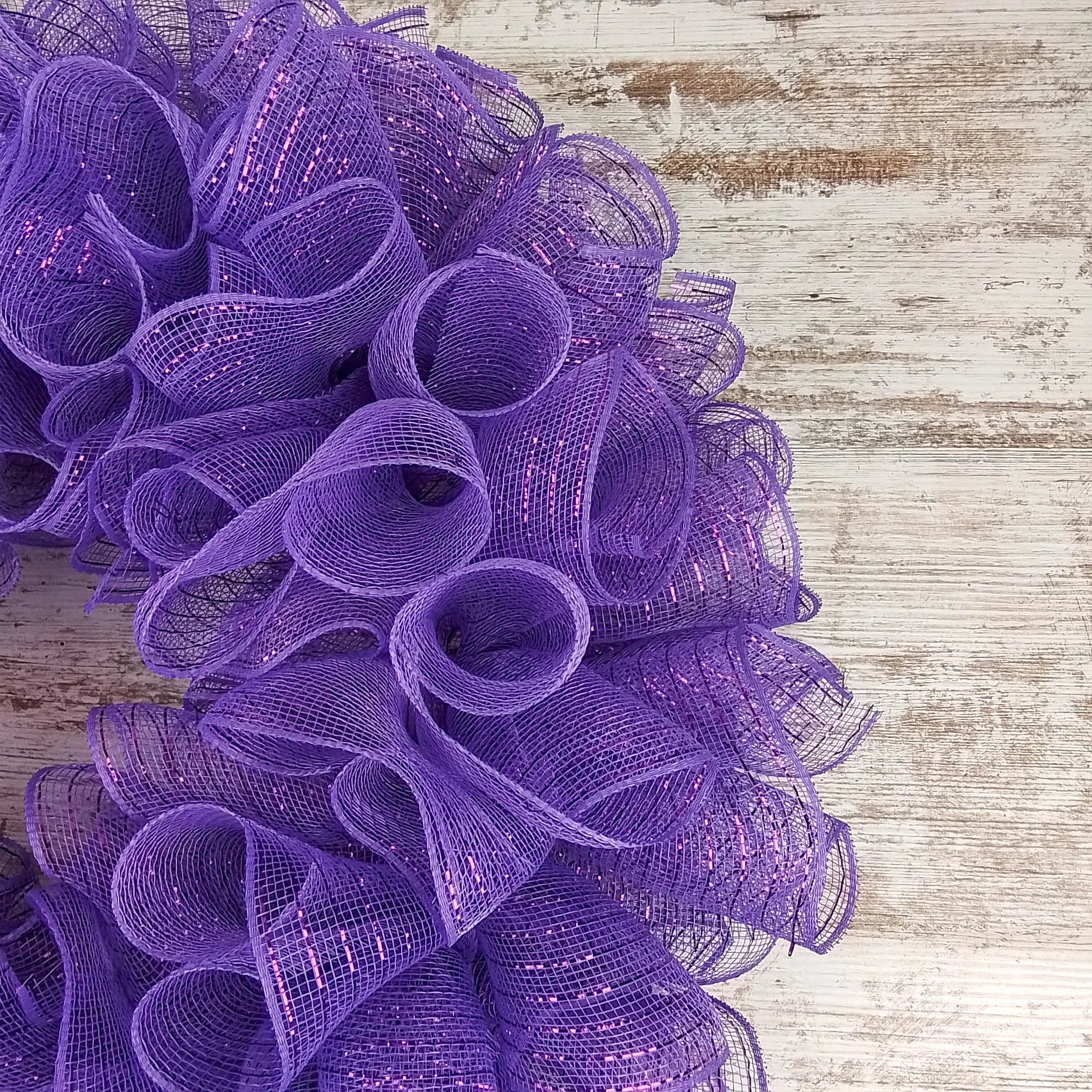 Plain Wreath Base Already Made - Mesh Everyday Wreath to Decorate DIY - Starter Add Bow, Ribbons on Your Own - Premade (Metallic Purple)