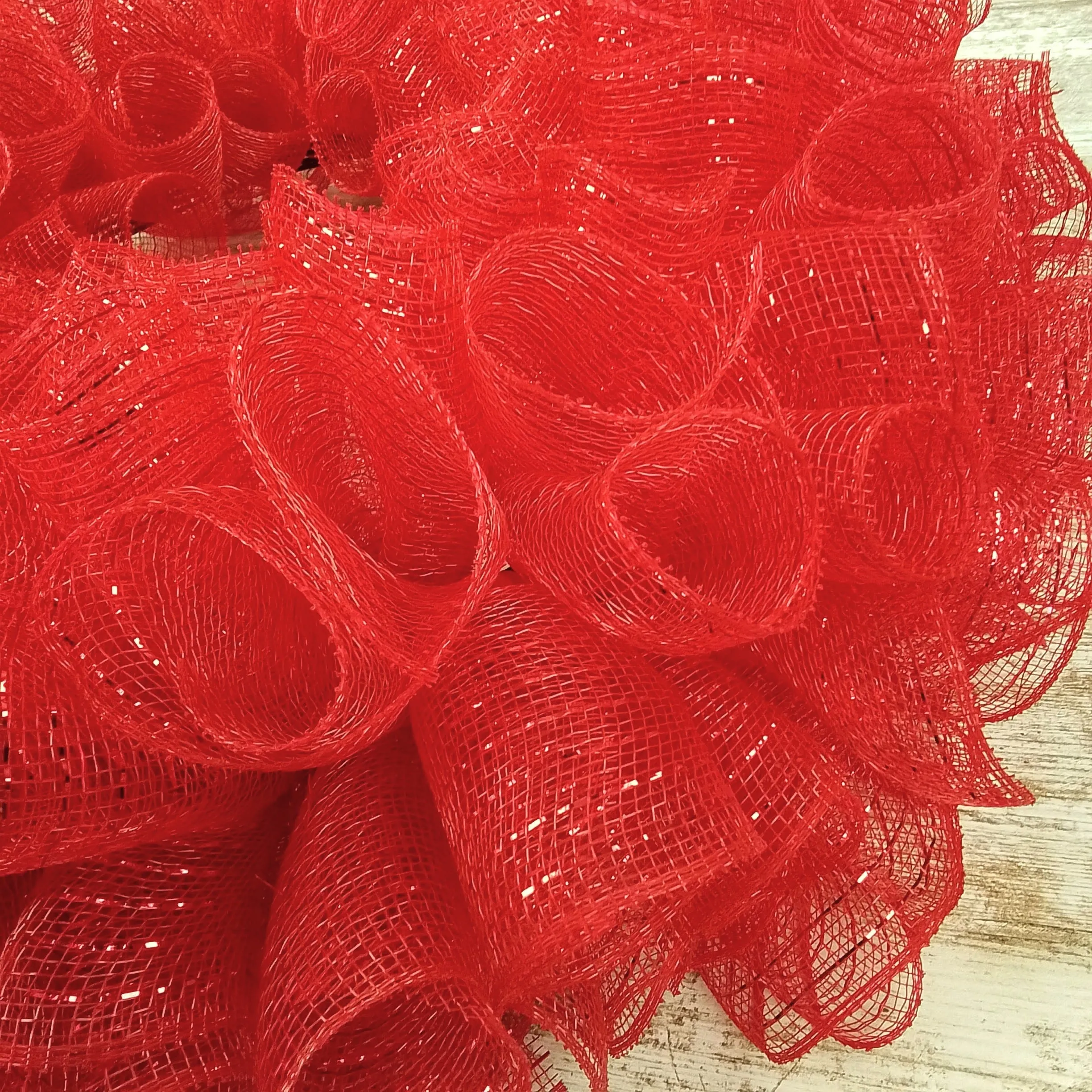 Plain Wreath Base Already Made - Mesh Everyday Wreath to Decorate DIY - Starter Add Bow, Ribbons on Your Own - Premade (Non-Metallic Red)