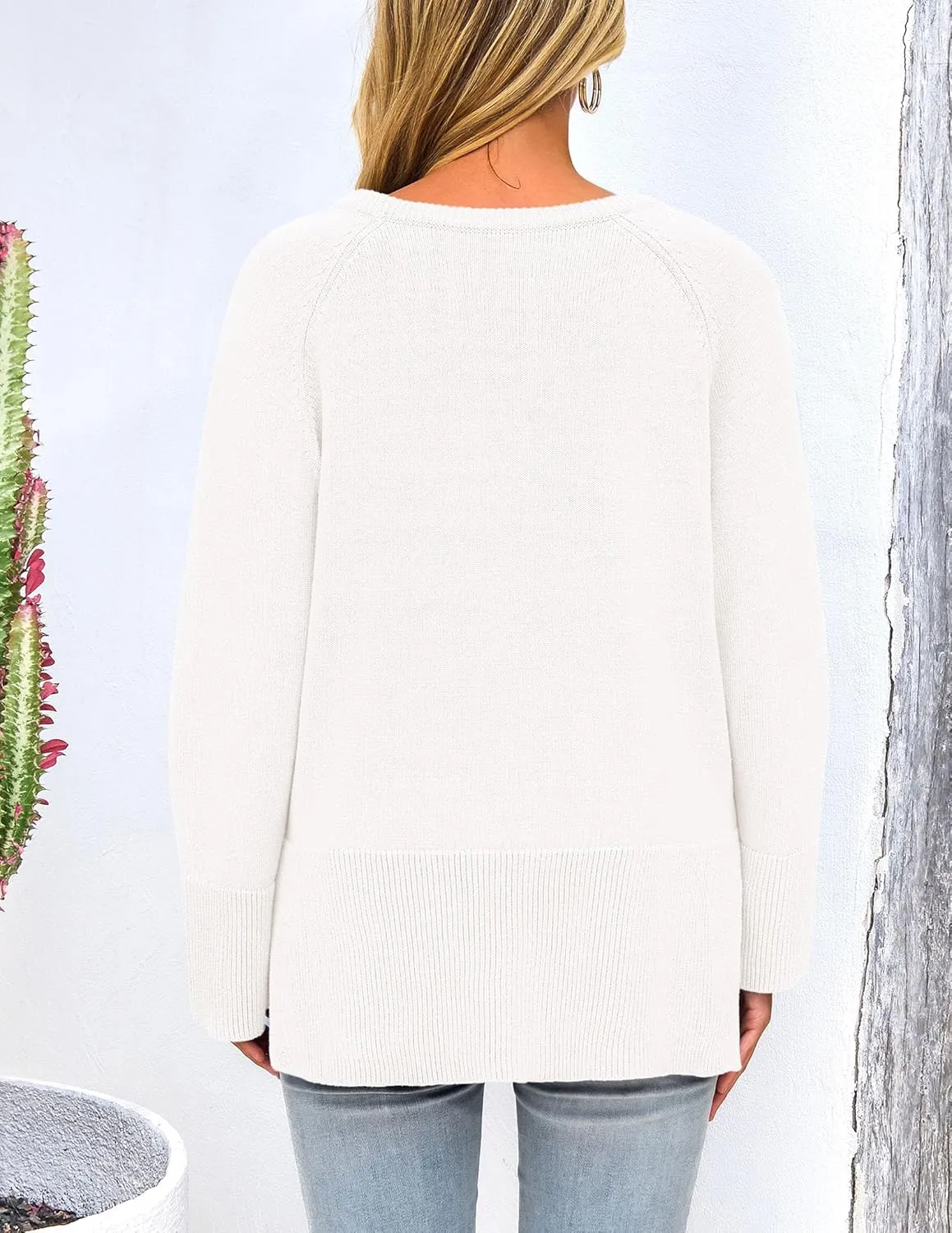 PRETTYGARDEN Women's Knit Spring Sweaters Long Sleeve Pullover Crewneck Split Hem Loose Oversized Tunic Fall Sweater Top