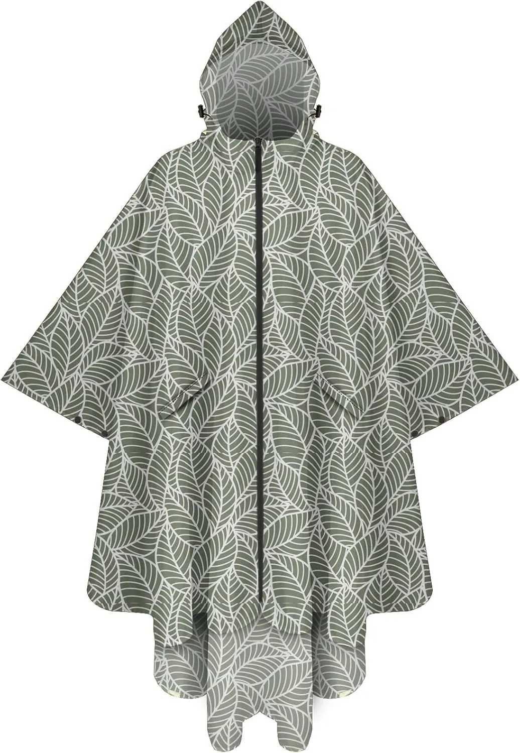 PTEROMY Hooded Rain Poncho for Adult with Pocket and Zipper, Waterproof Lightweight Raincoat for Men and Women