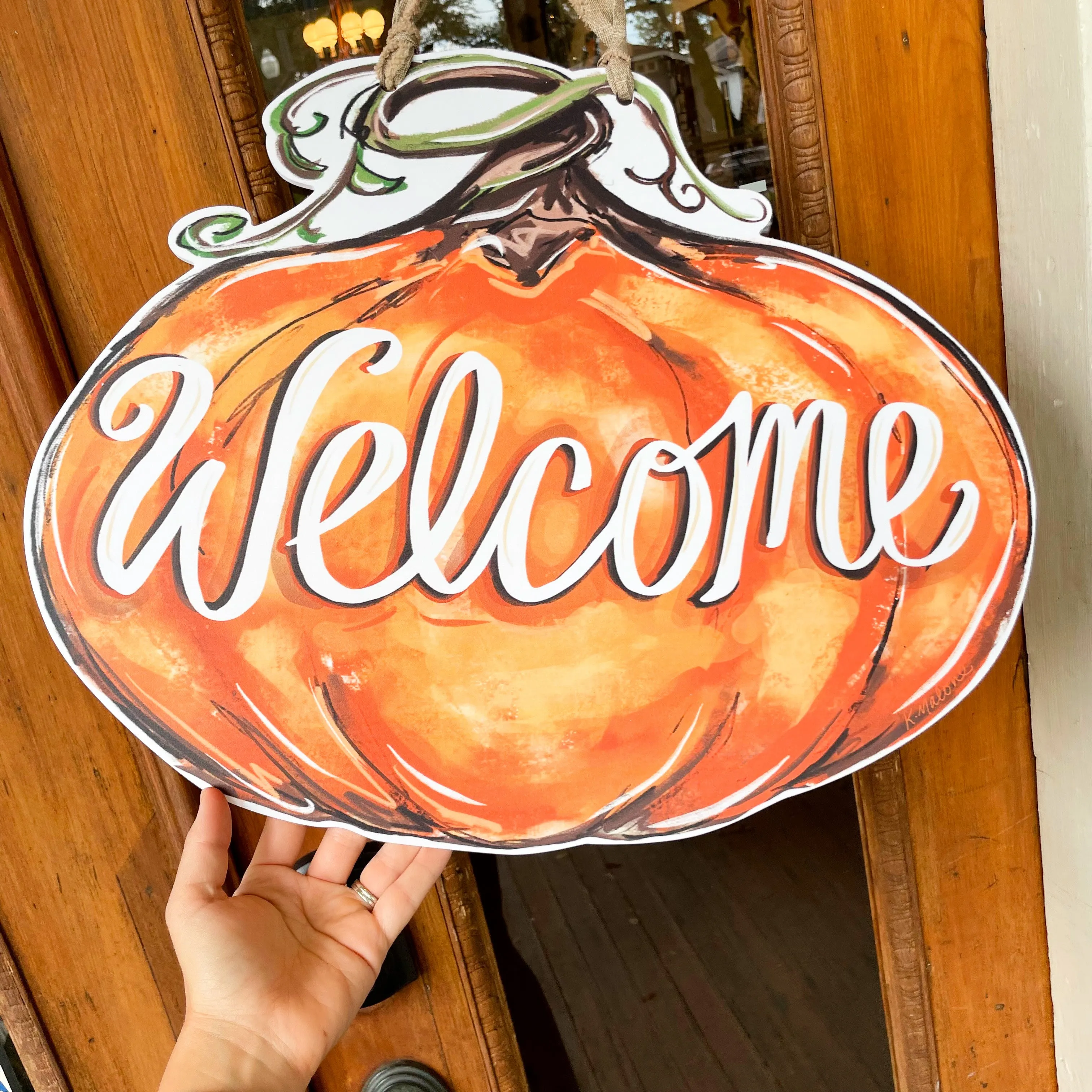 Pumpkin Welcome Door Hanger