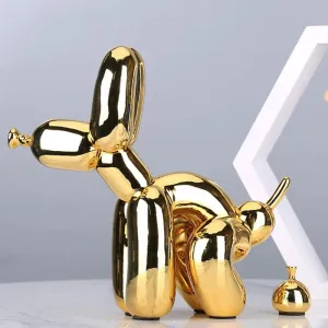 Quirky Poop Balloon Dog Statue: Creative Home Decoration with a Modern Nordic Touch, Cute Animal Resin Art Sculpture for Desktop Decors and Ornaments