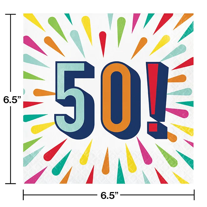"50" Birthday Burst Luncheon Napkin (16/Pkg)