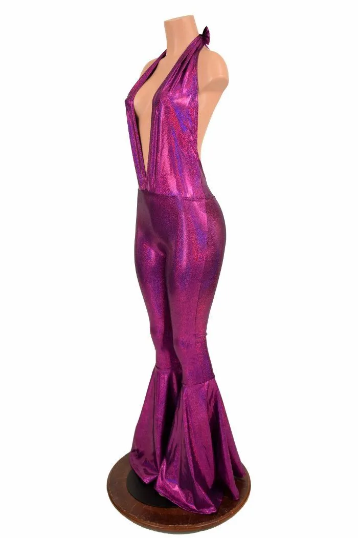 "Josie" Halter Bell Bottom Flare Catsuit