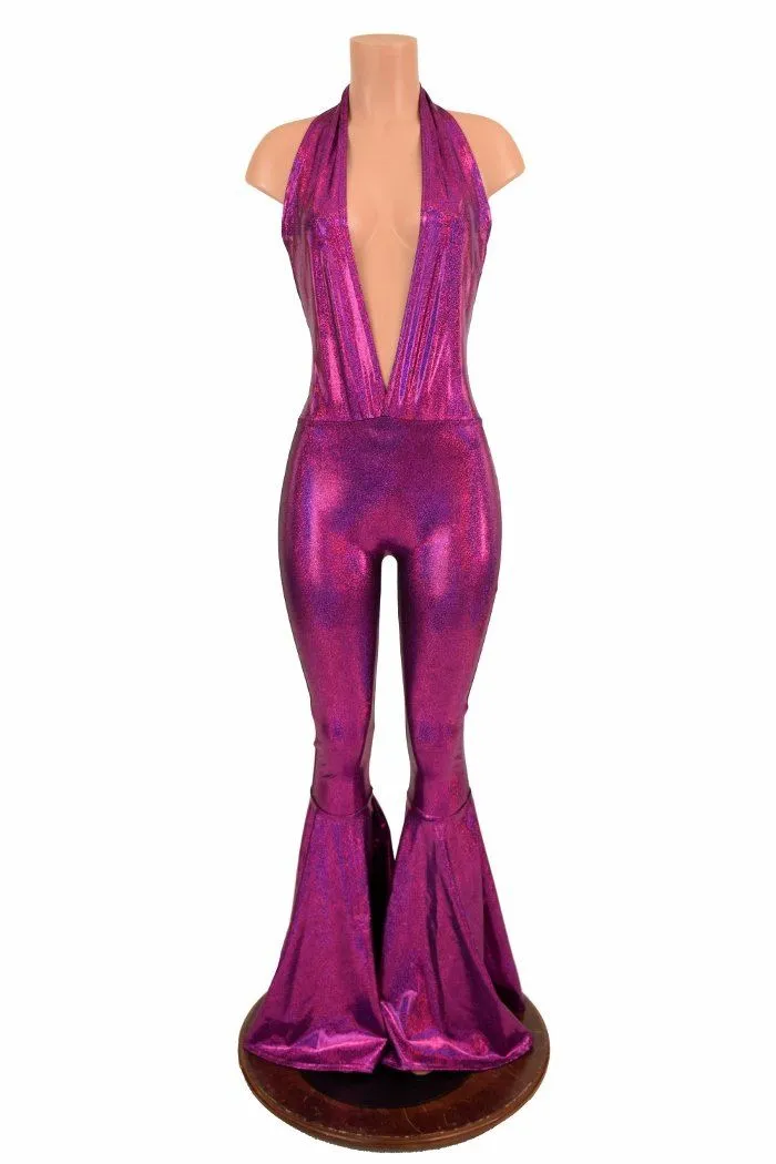 "Josie" Halter Bell Bottom Flare Catsuit