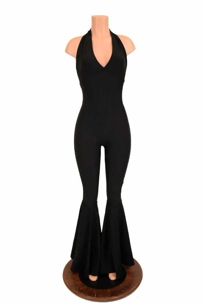 "Monroe" Halter Bell Bottom Flare Catsuit