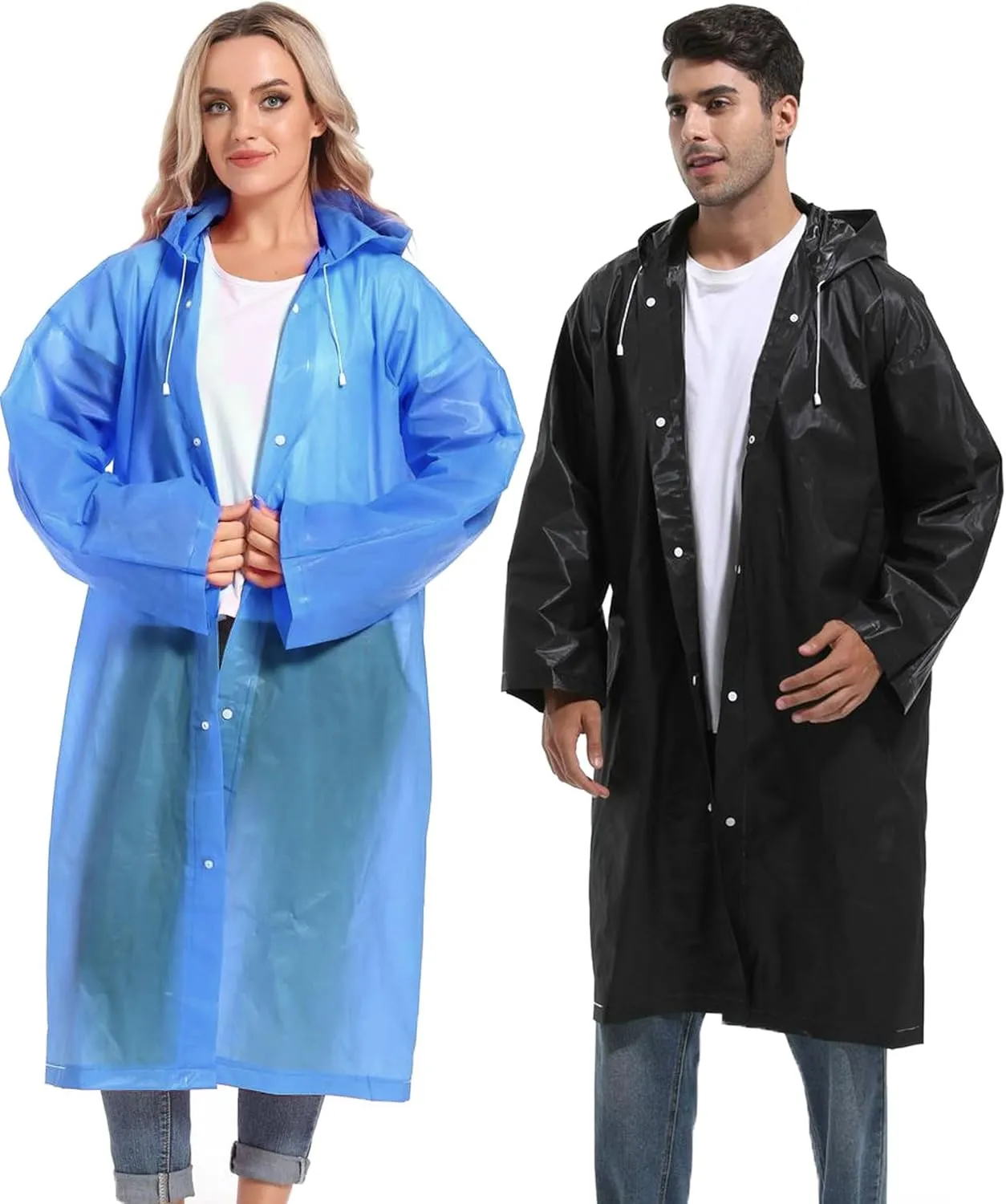 Rain Ponchos for Adults Reusable Raincoats Survival Heavy Duty Military Impermeable 2 Packs Rain Coat