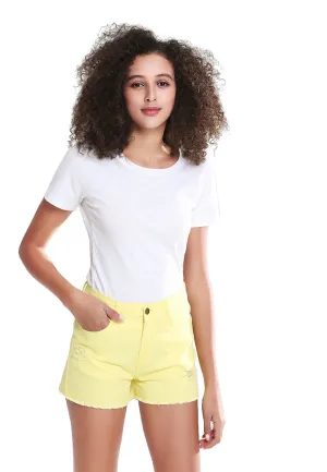 Raw Hem Ripped Denim Shorts