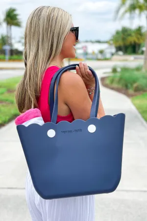 Ready For Vacay Scalloped Versa Tote - Navy