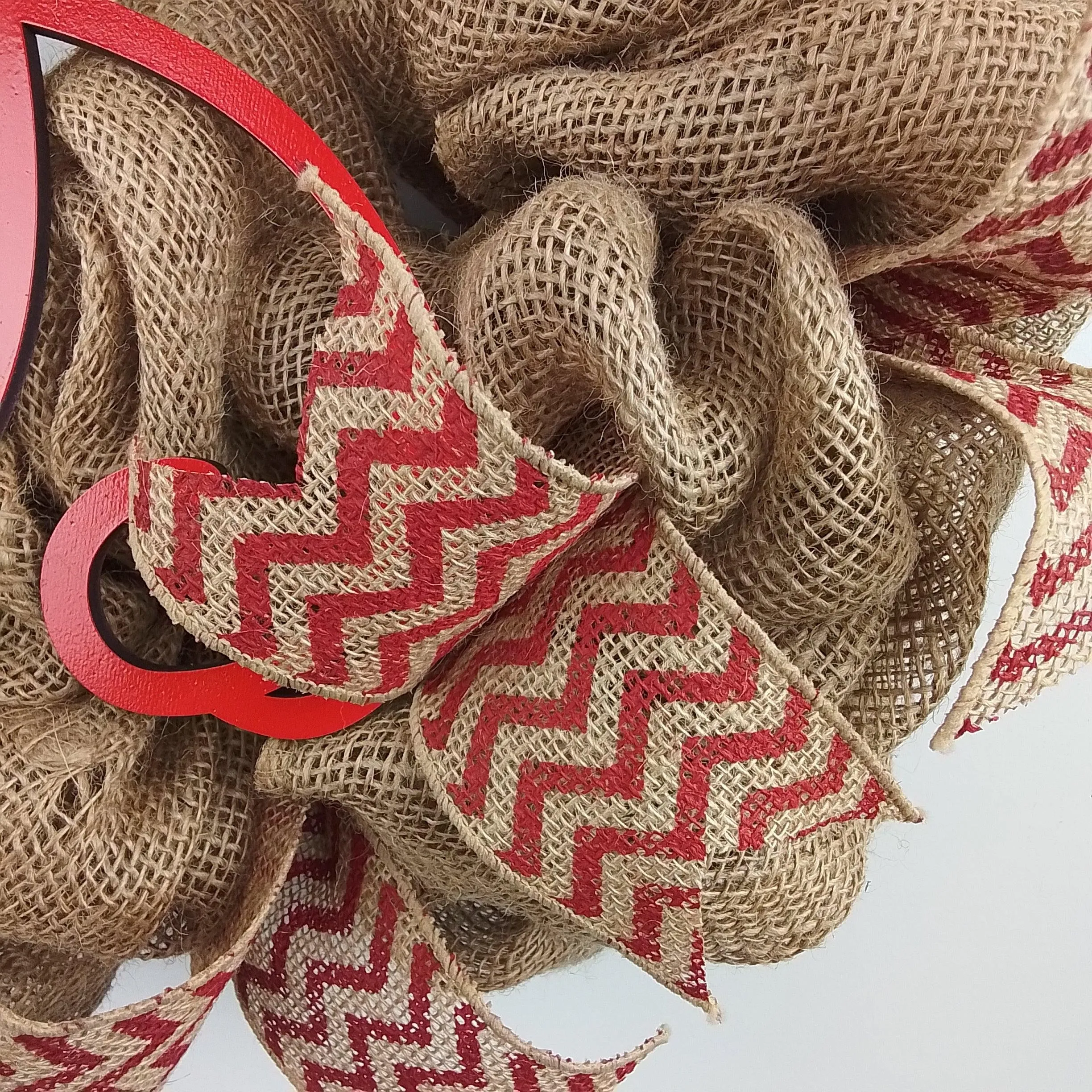 Red Chevron Burlap Monogram wreath | LOTS of colors!!