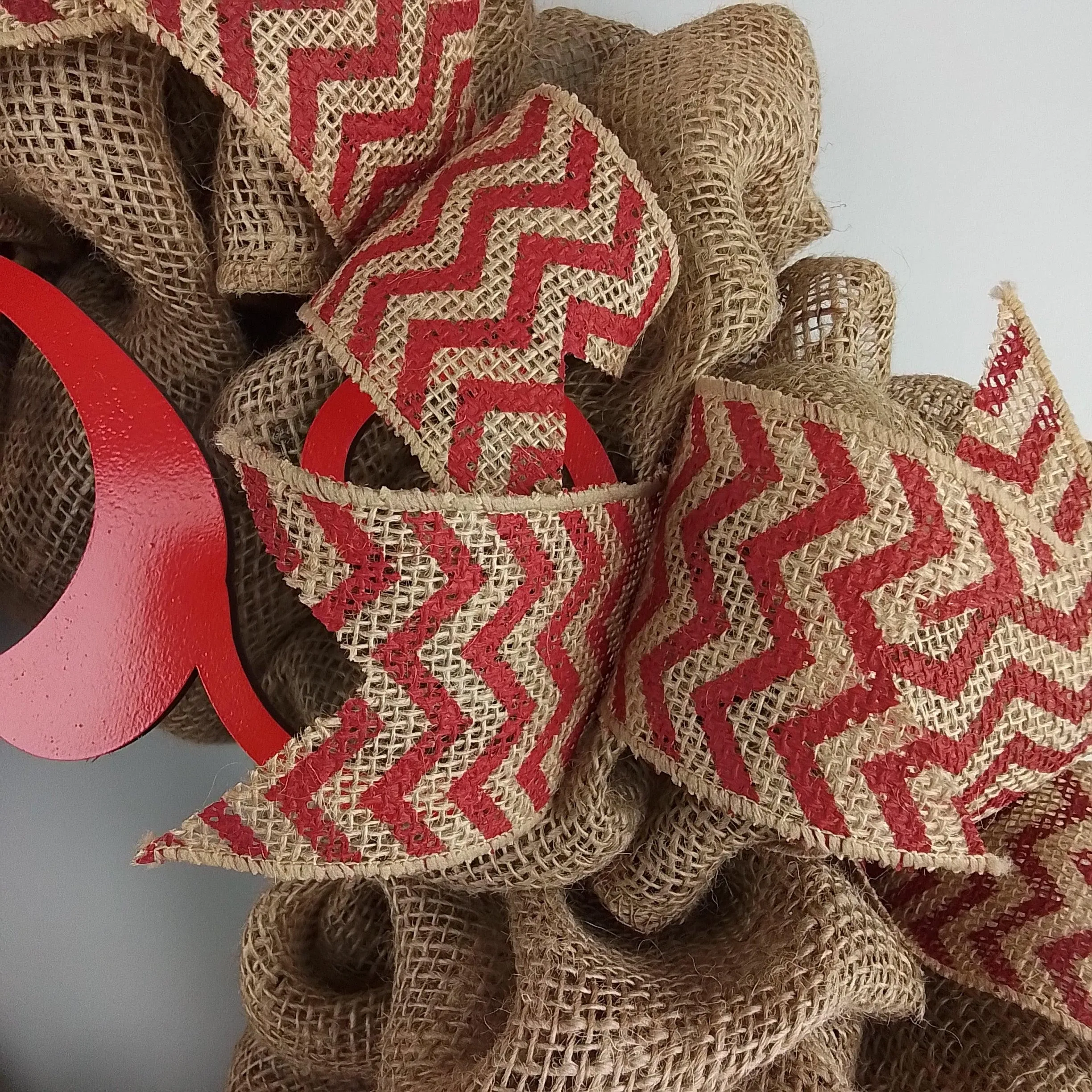 Red Chevron Burlap Monogram wreath | LOTS of colors!!