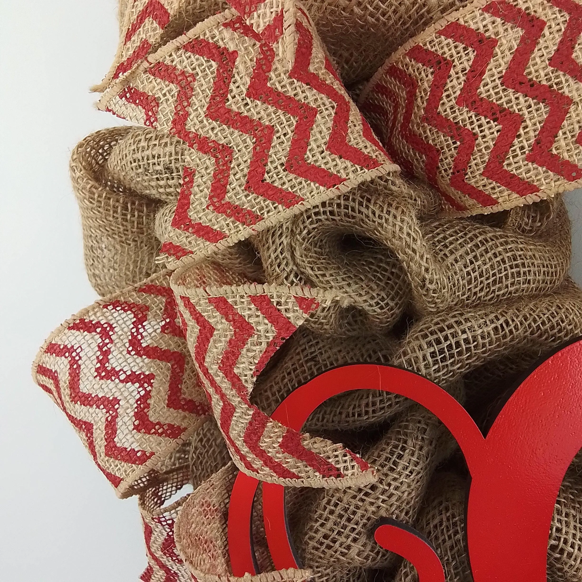 Red Chevron Burlap Monogram wreath | LOTS of colors!!