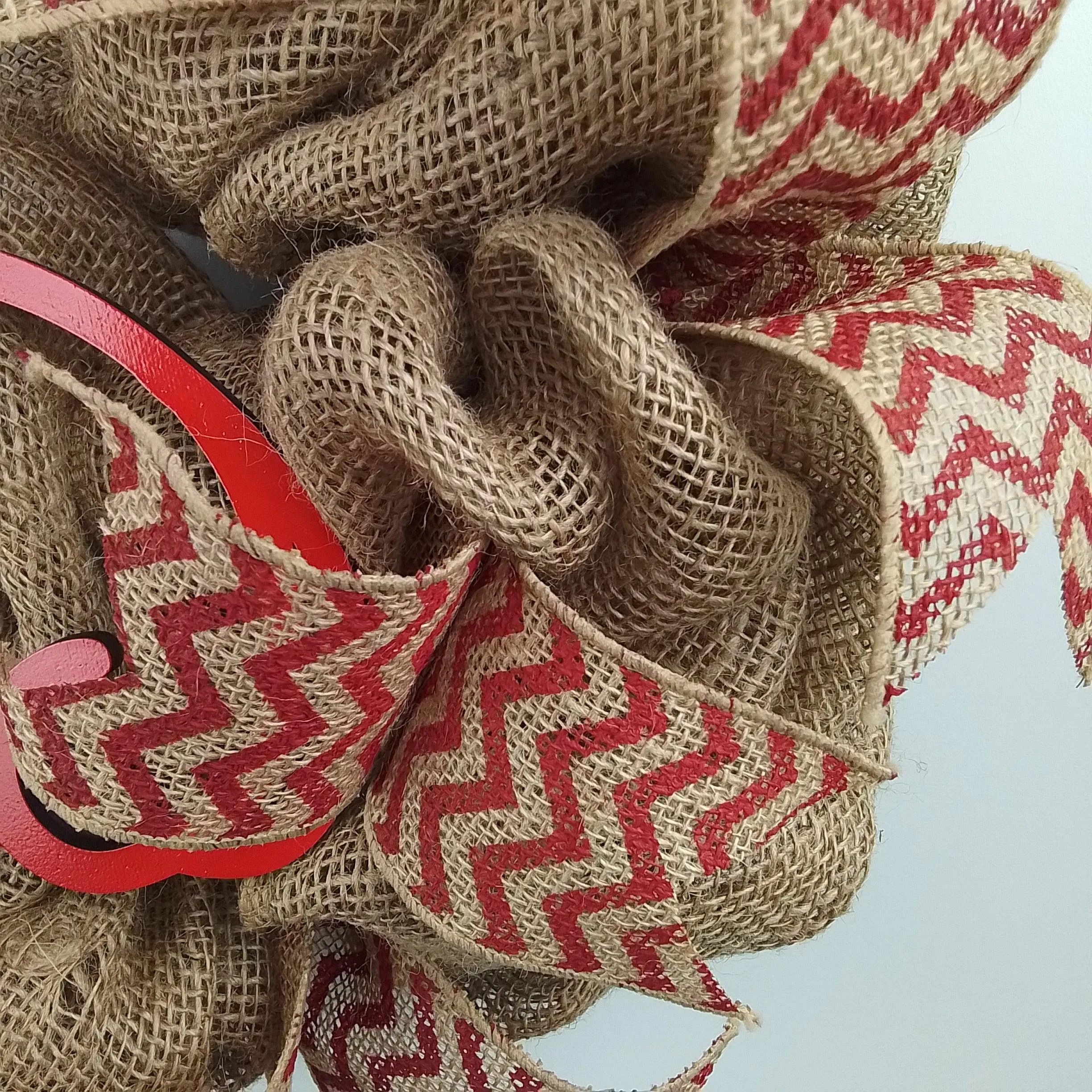 Red Chevron Burlap Monogram wreath | LOTS of colors!!