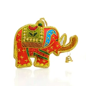 Red Elephant with Bell Ornament