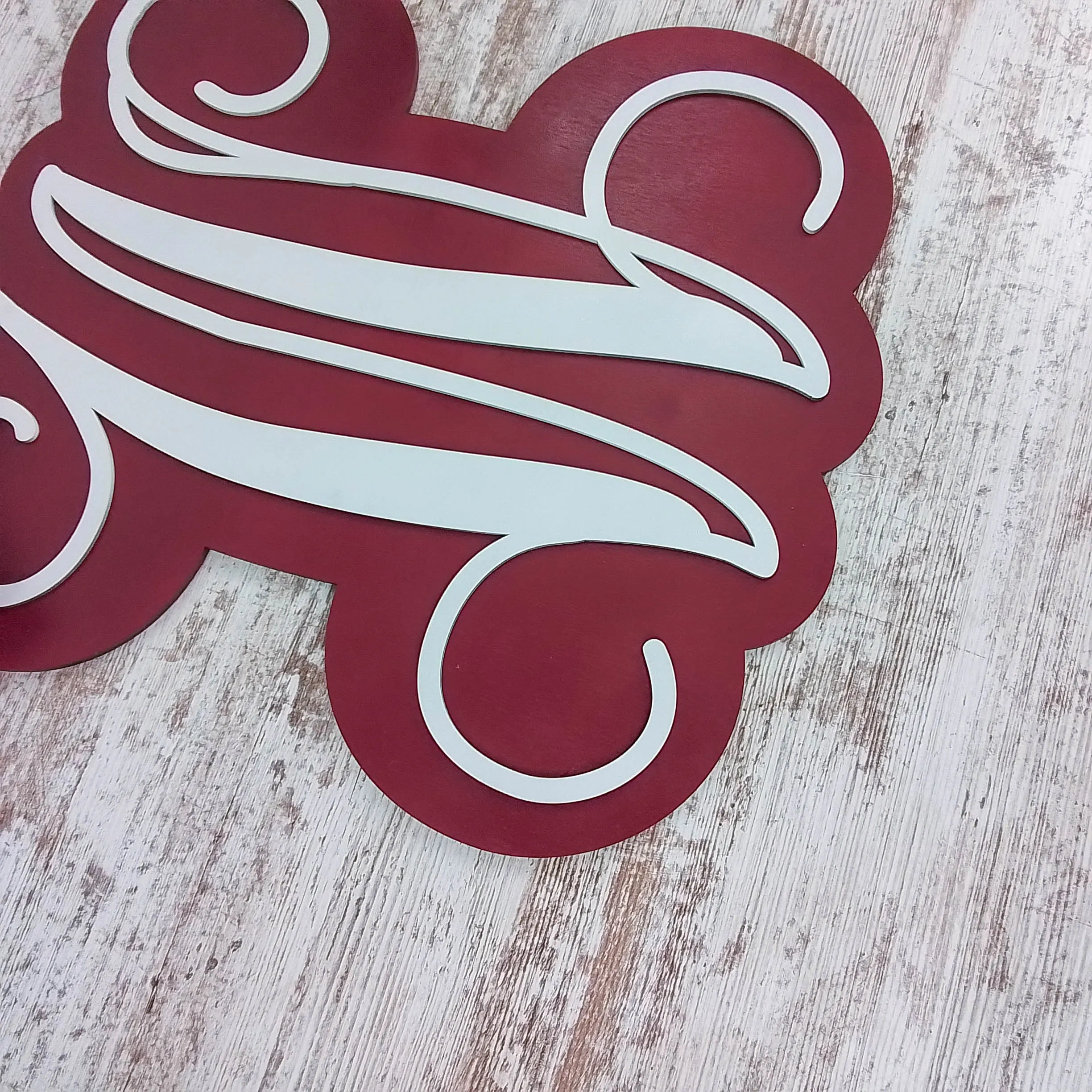 Red Wooden Door Hanger, Monogrammed Home Decor, Ribbon Bow Accent