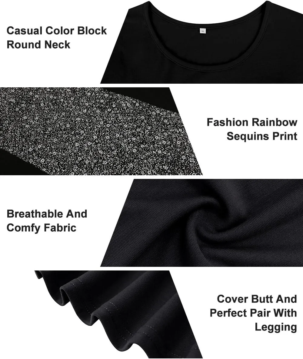 RITERA Plue Size Tops for Women Short Sleeve Crewneck Summer Casual Tshirts Oversized Loose Fit Tunic Blouses XL-5XL