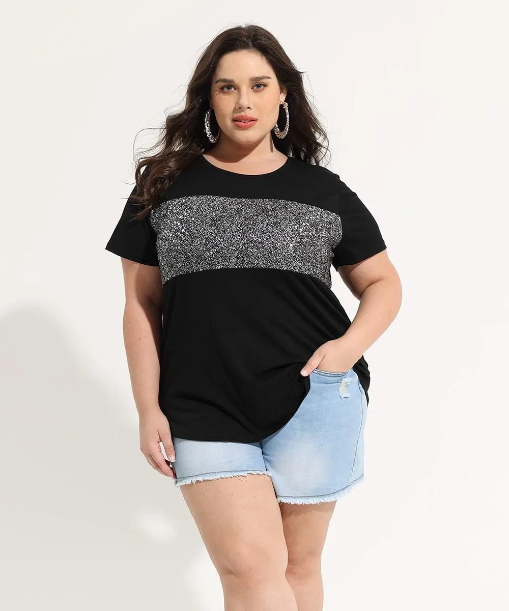 RITERA Plue Size Tops for Women Short Sleeve Crewneck Summer Casual Tshirts Oversized Loose Fit Tunic Blouses XL-5XL
