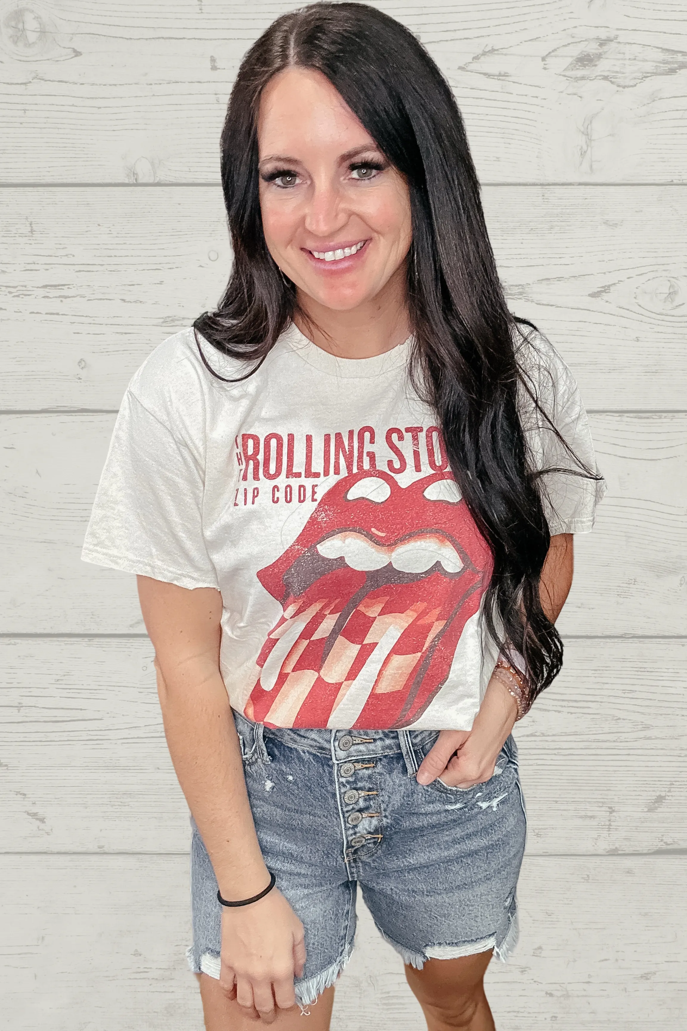 Rolling Stones Zip Code Cream Graphic Tee
