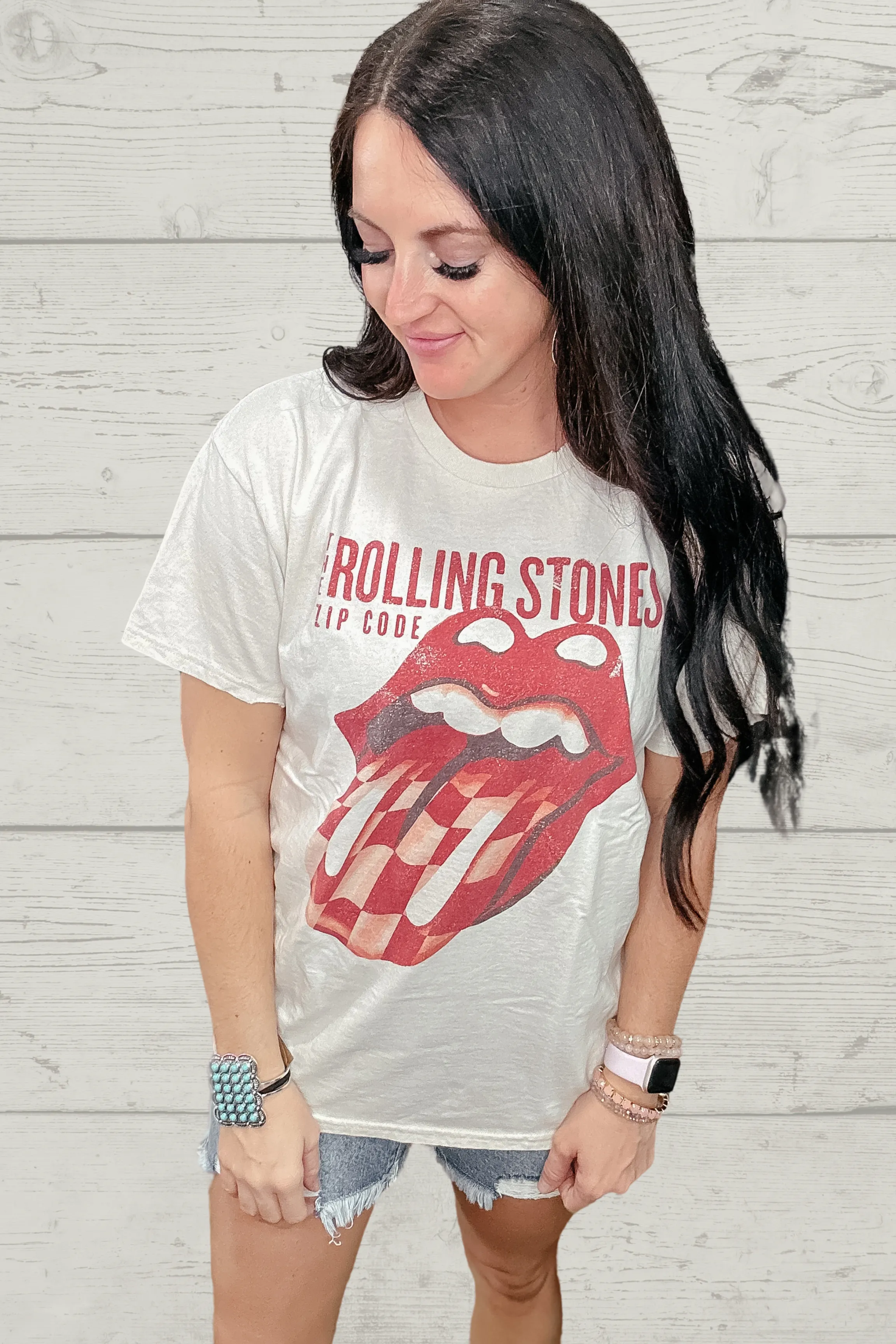 Rolling Stones Zip Code Cream Graphic Tee