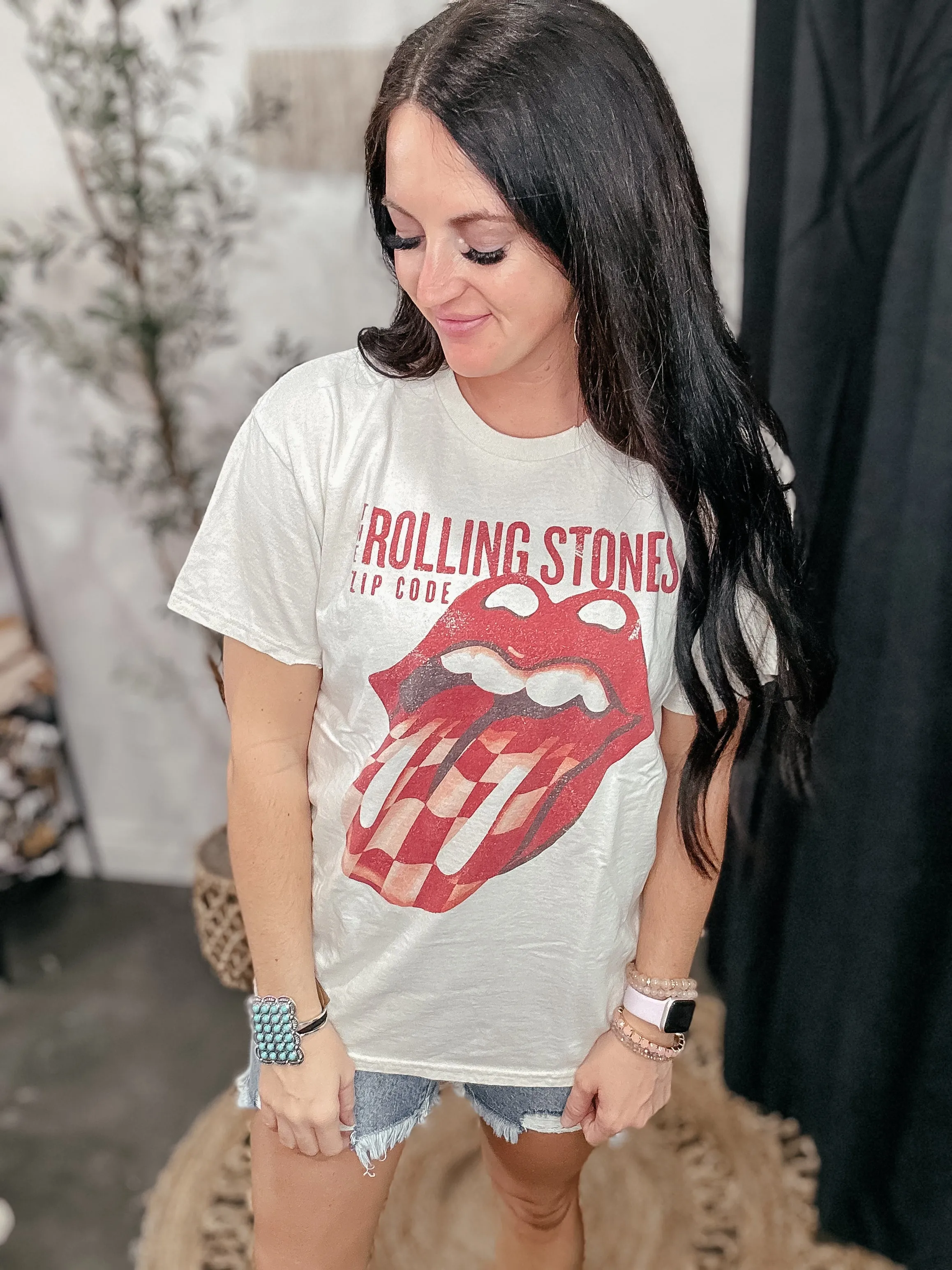 Rolling Stones Zip Code Cream Graphic Tee