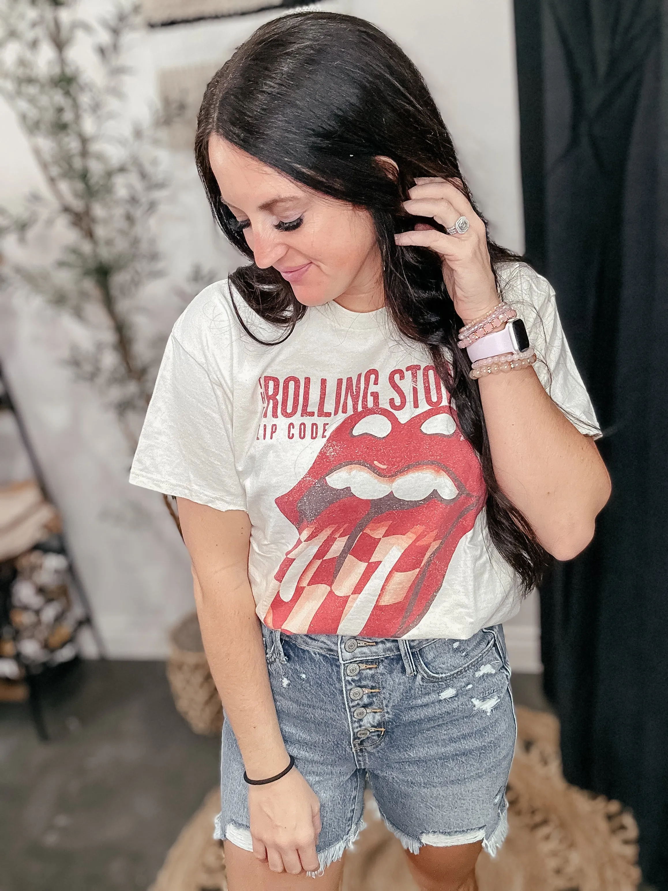 Rolling Stones Zip Code Cream Graphic Tee