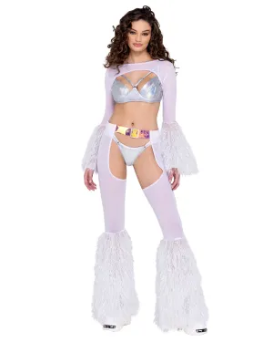 Roma Sheer Chaps with Faux Fur Bell & Belt - Rave & Festival Wear