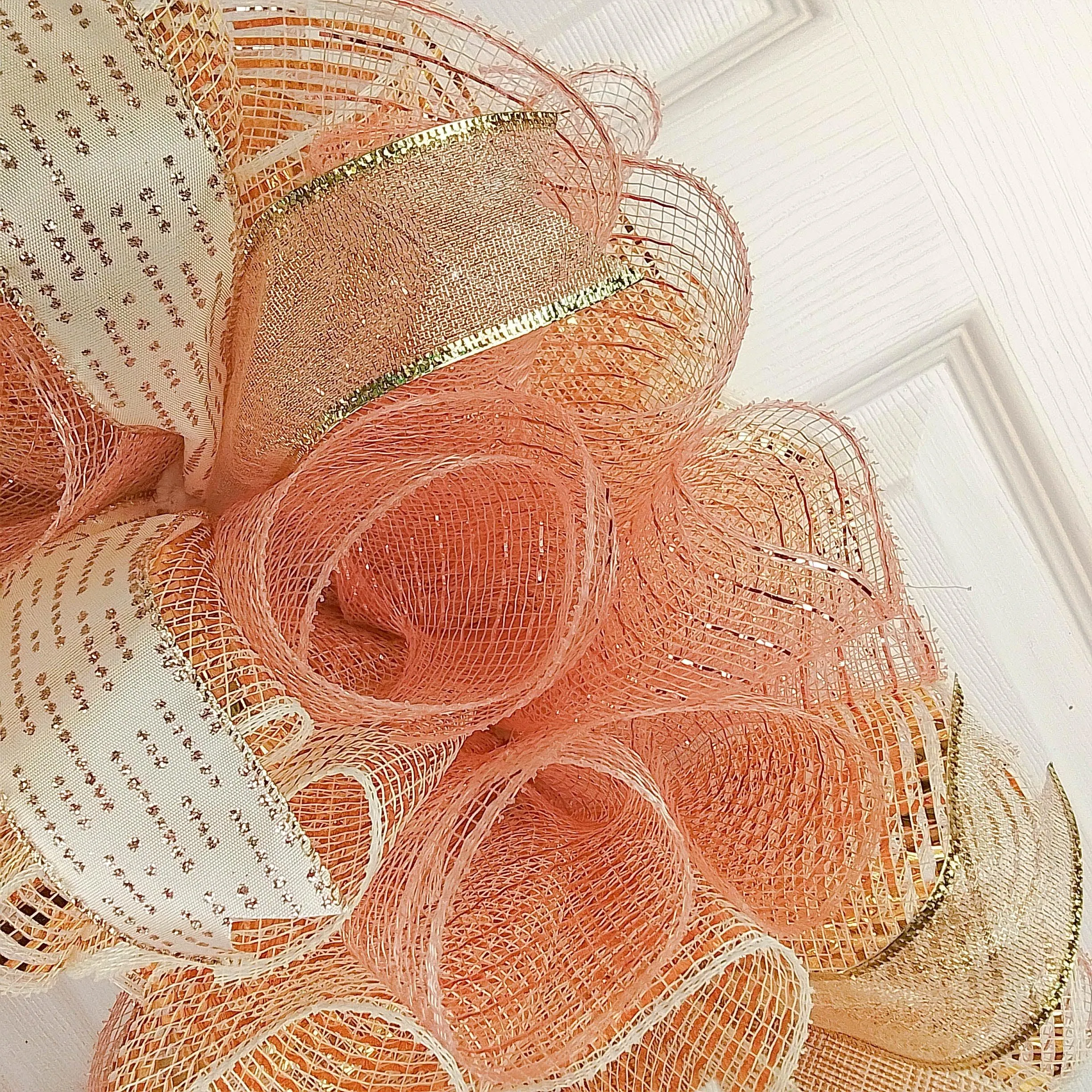 Rose Gold Mesh Outdoor Front Door Wreath | Mother's Day Wreath