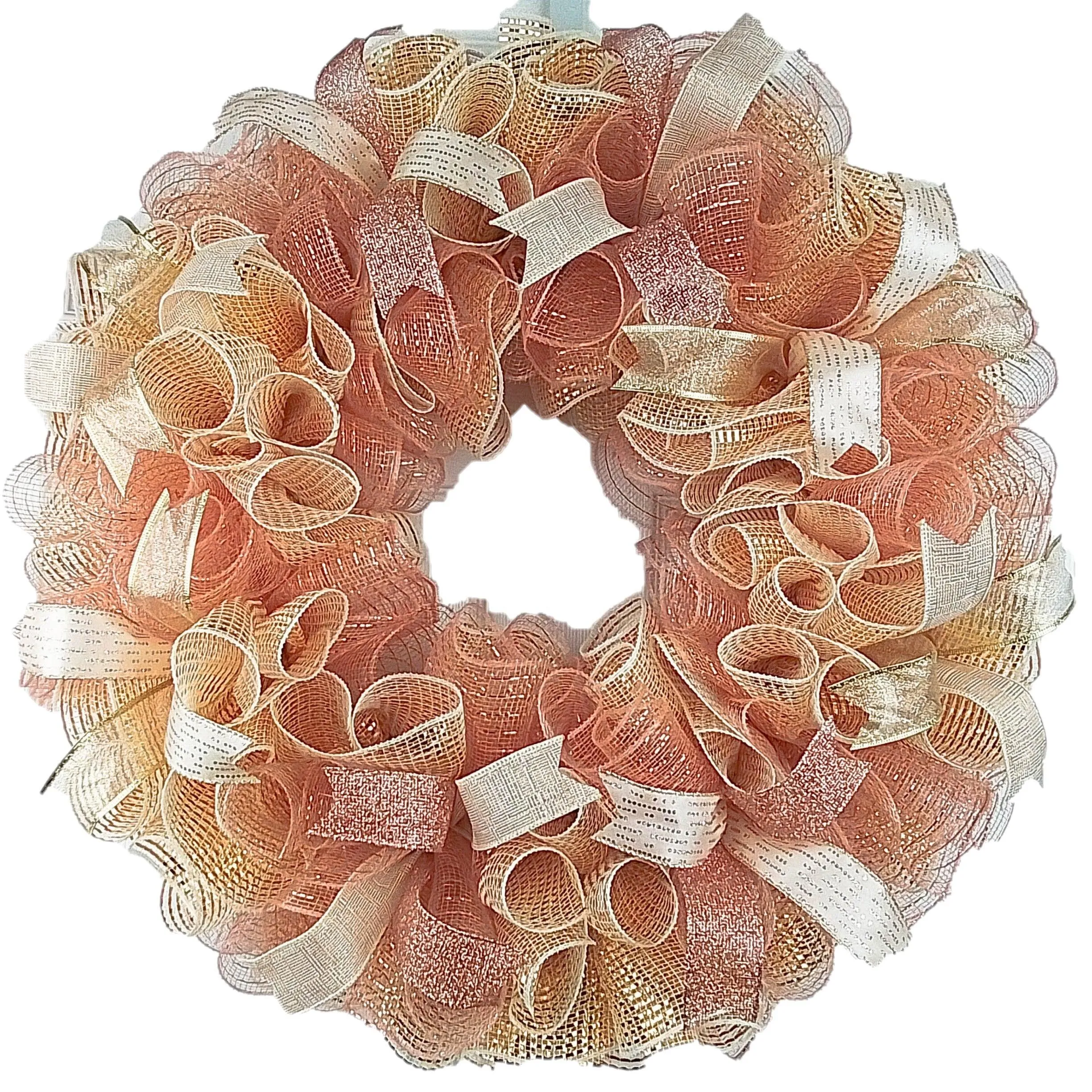 Rose Gold Mesh Outdoor Front Door Wreath | Mother's Day Wreath