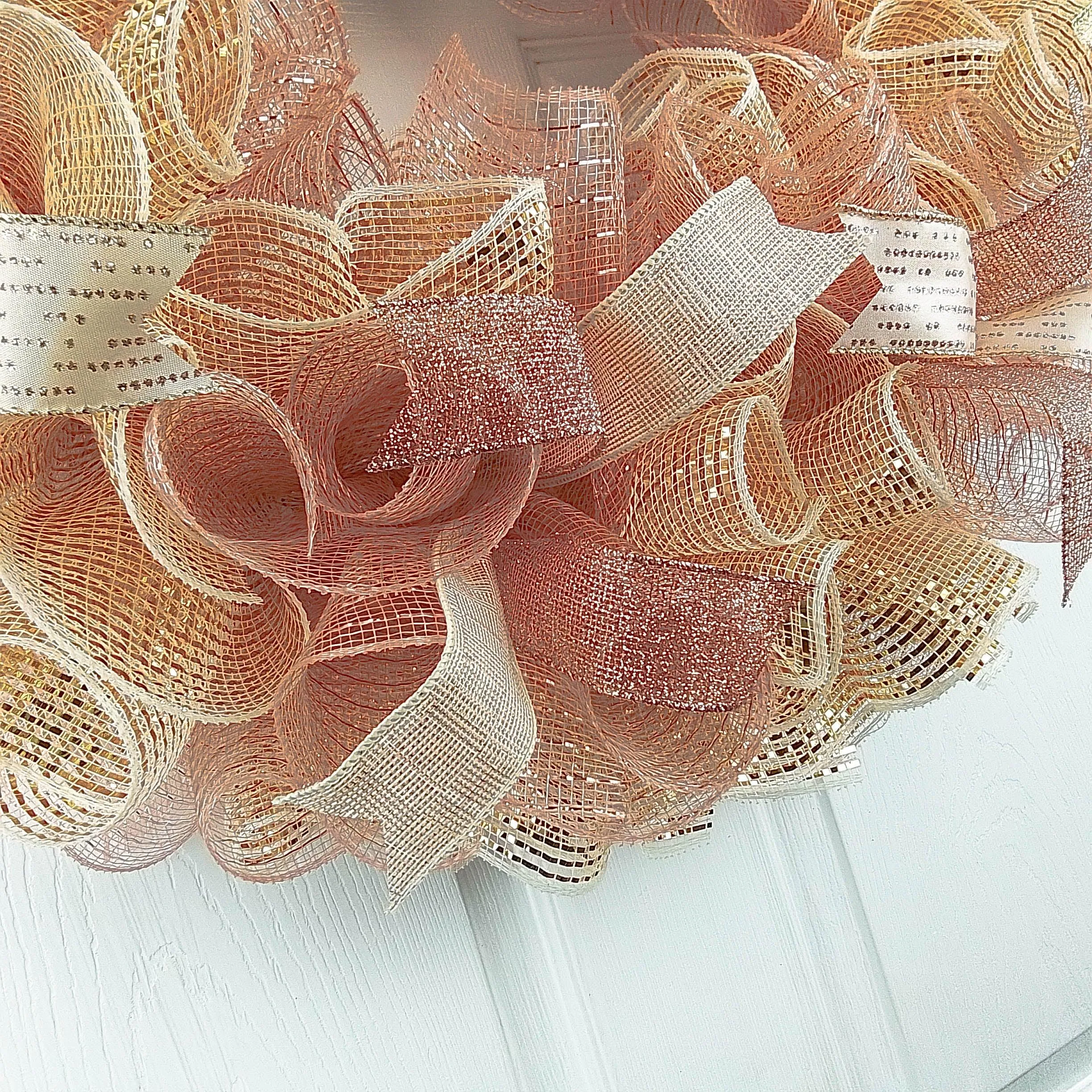 Rose Gold Mesh Outdoor Front Door Wreath | Mother's Day Wreath